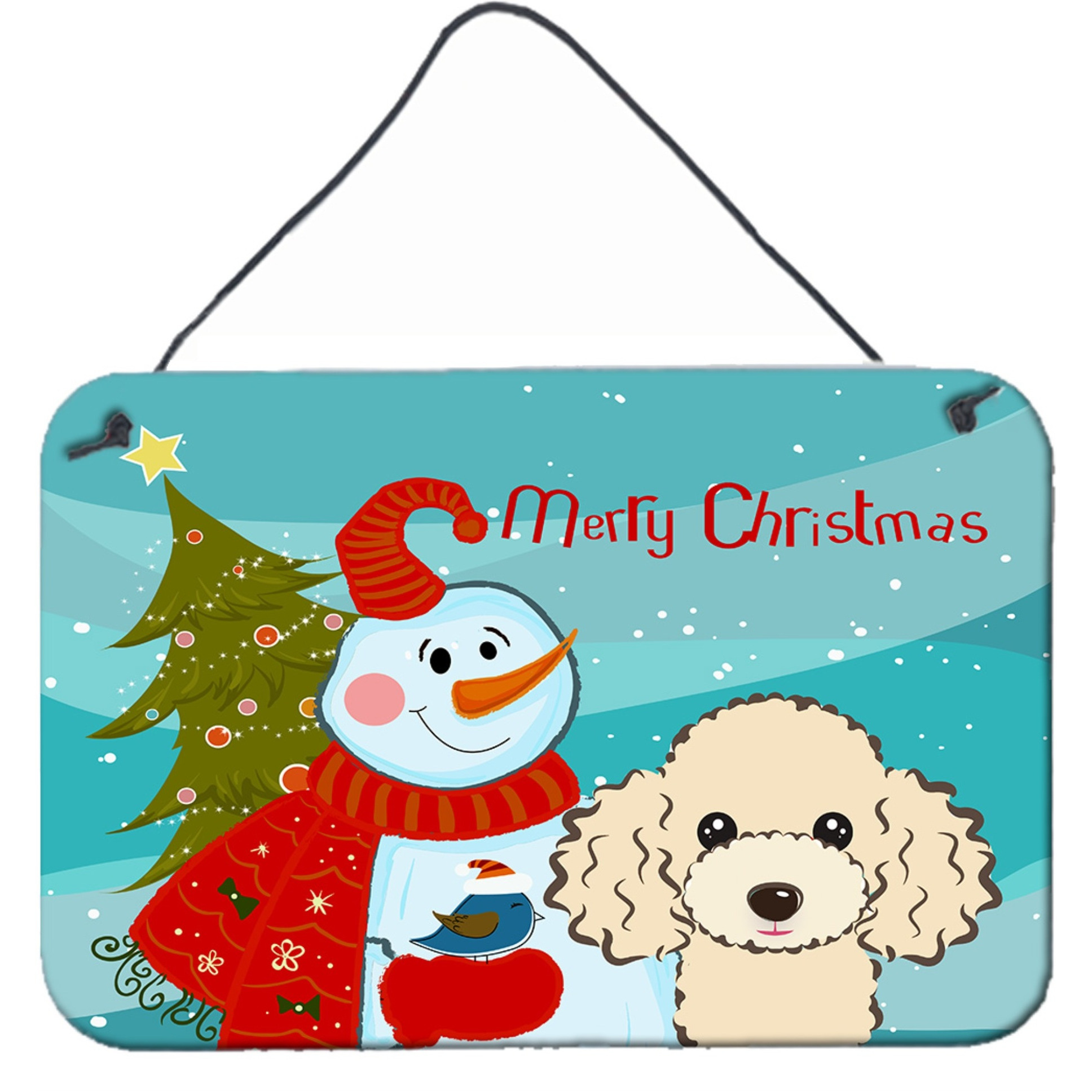 &quotCaroline's Treasures Snowman with Buff Poodle Wall or Door Hanging Prints BB1878DS812, 8HX12W"