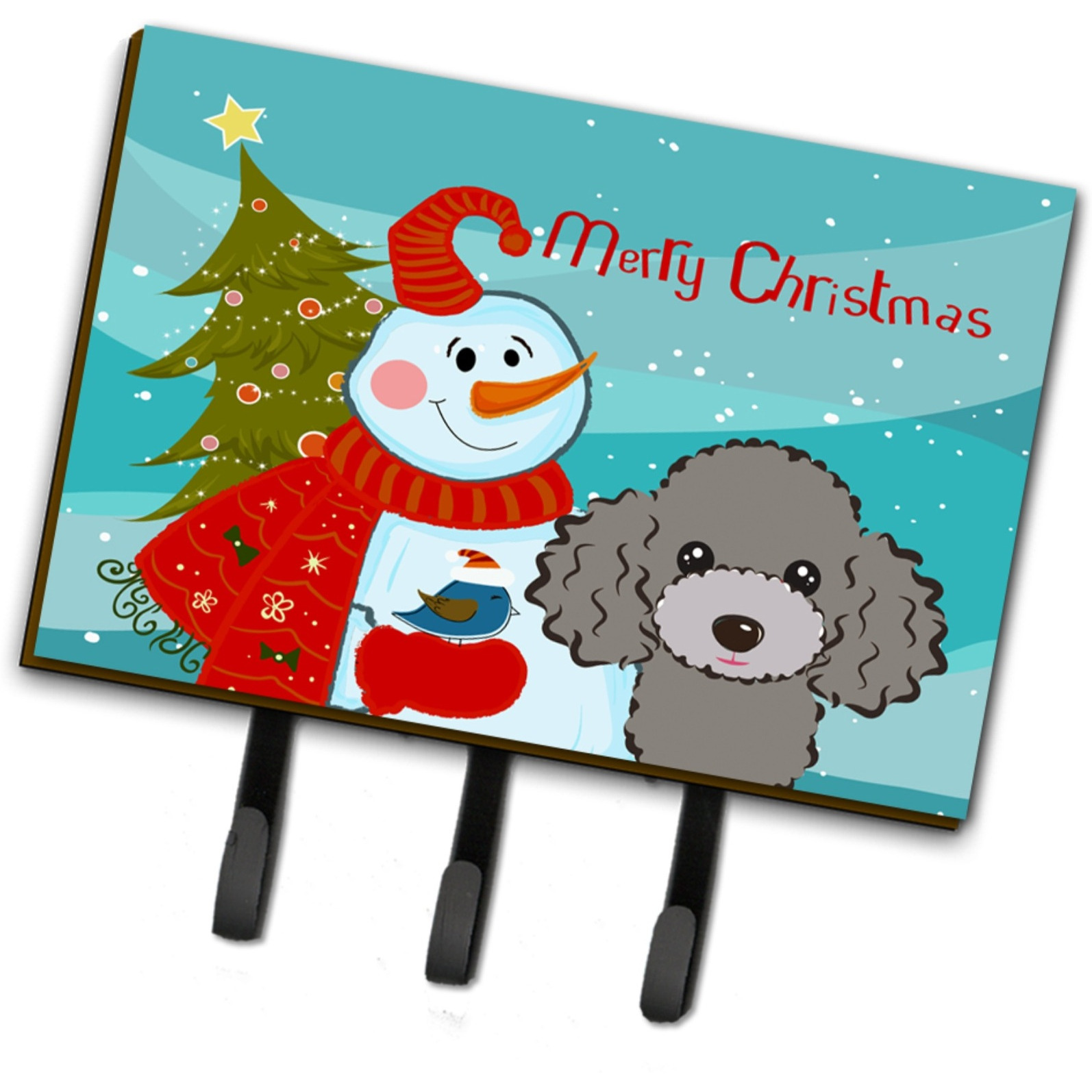 &quotCaroline's Treasures BB1879TH68 Snowman with Silver Gray Poodle Leash or Key Holder, Large, Multicolor"