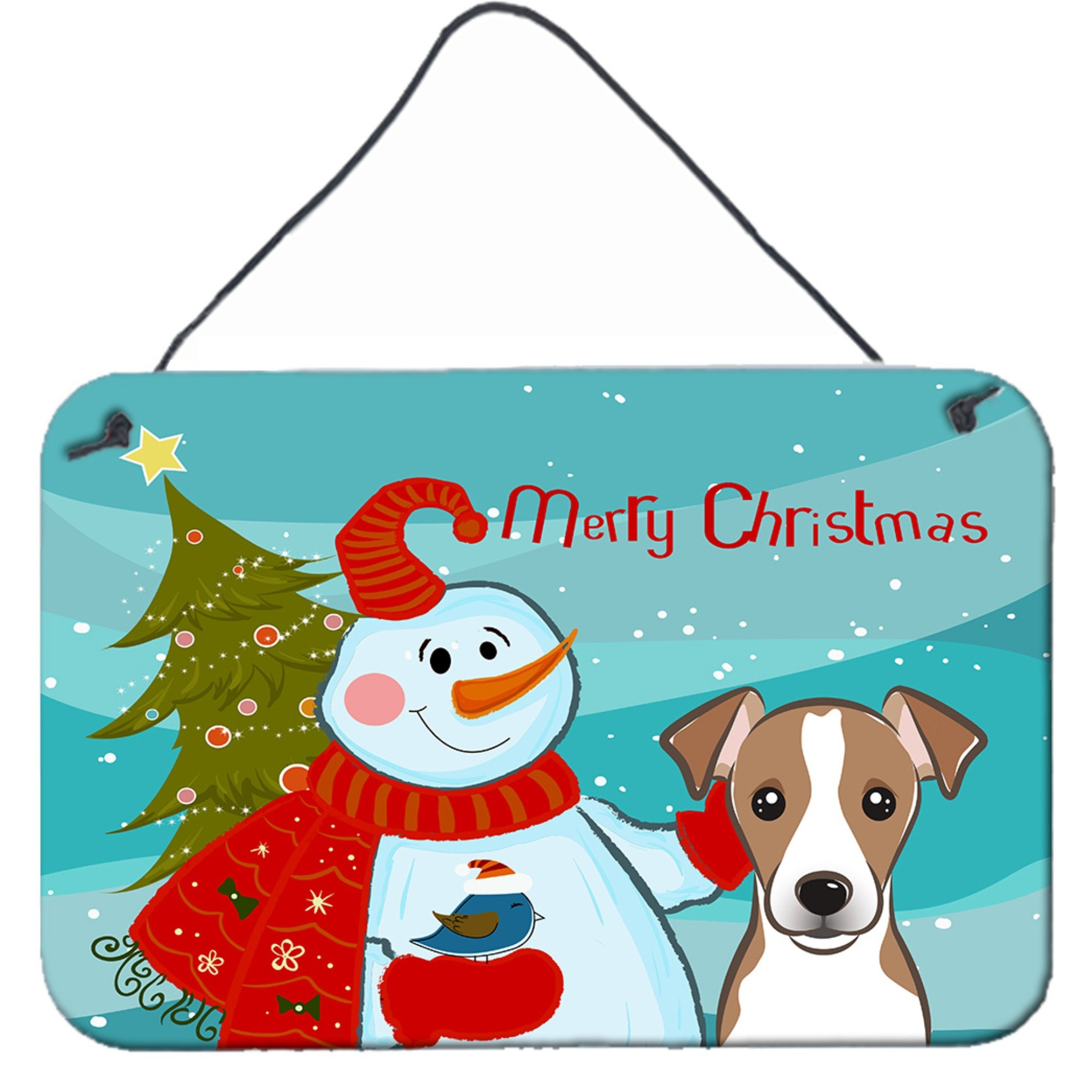 &quotCaroline's Treasures Snowman with Jack Russell Terrier Wall or Door Hanging Prints BB1880DS812, 8HX12W"