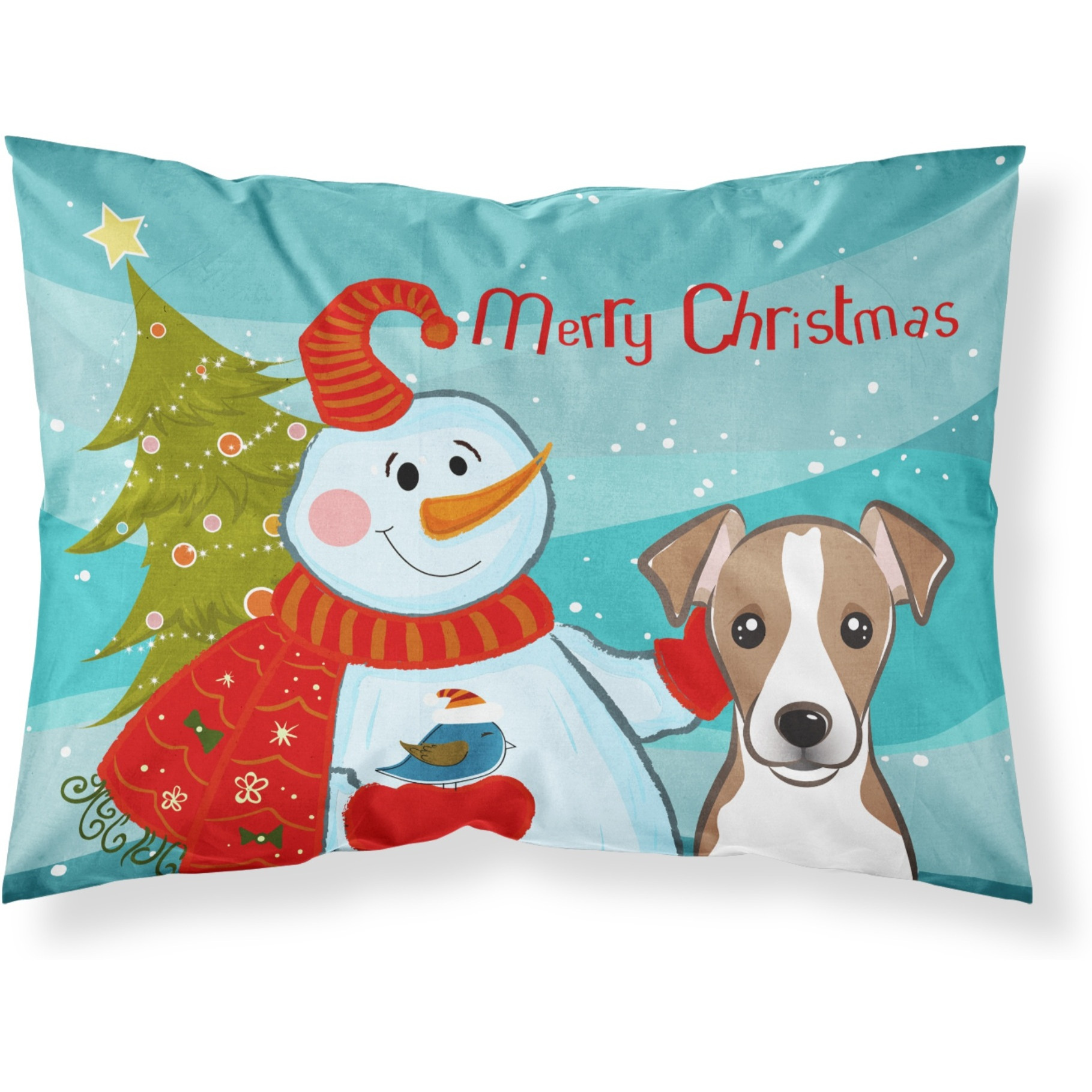&quotCaroline's Treasures BB1880PILLOWCASE Snowman with Jack Russell Terrier Fabric Standard Pillowcase, Large, Multicolor"