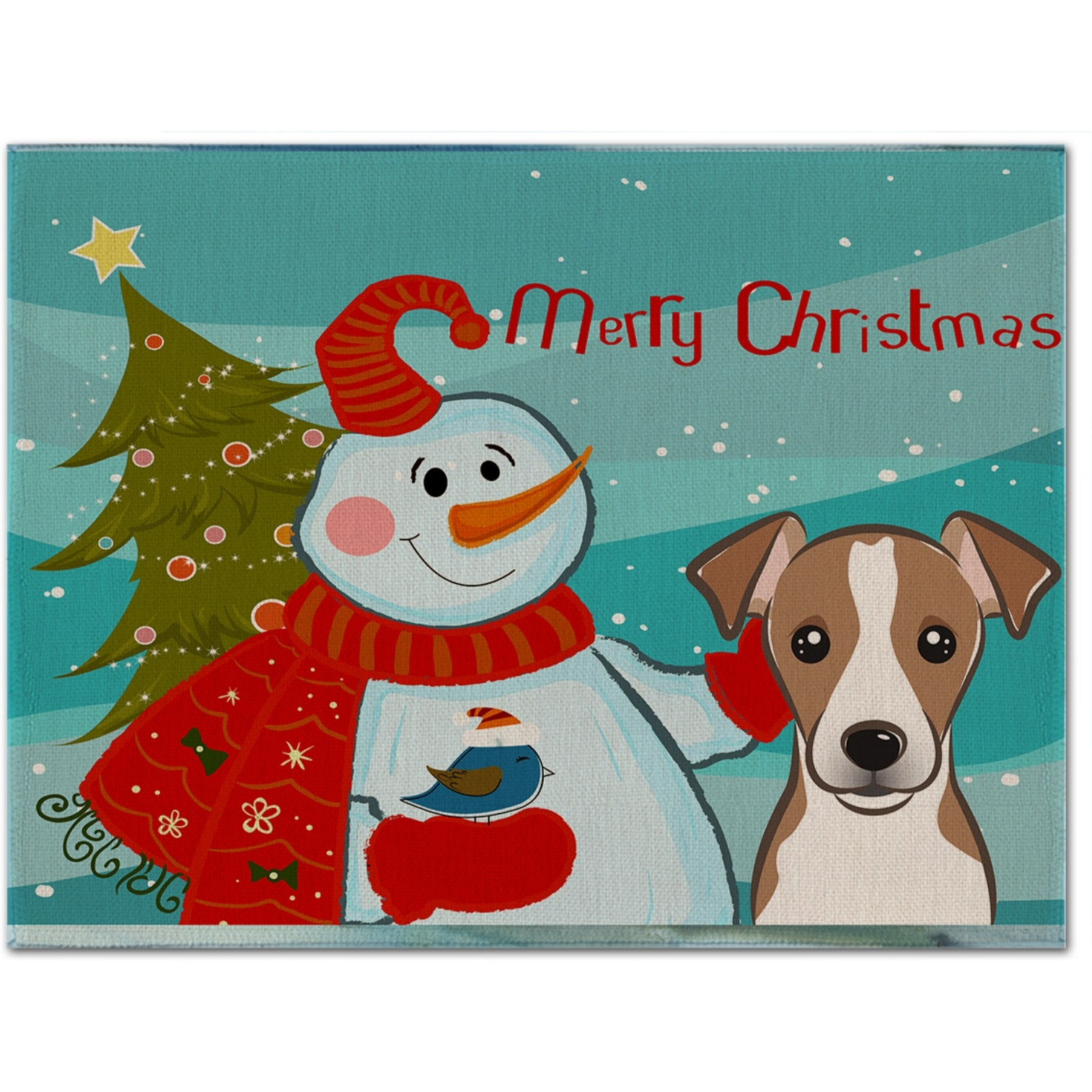 &quotCaroline's Treasures BB1880PLMT Snowman With Jack Russell Terrier Fabric Placemat, Multicolor"