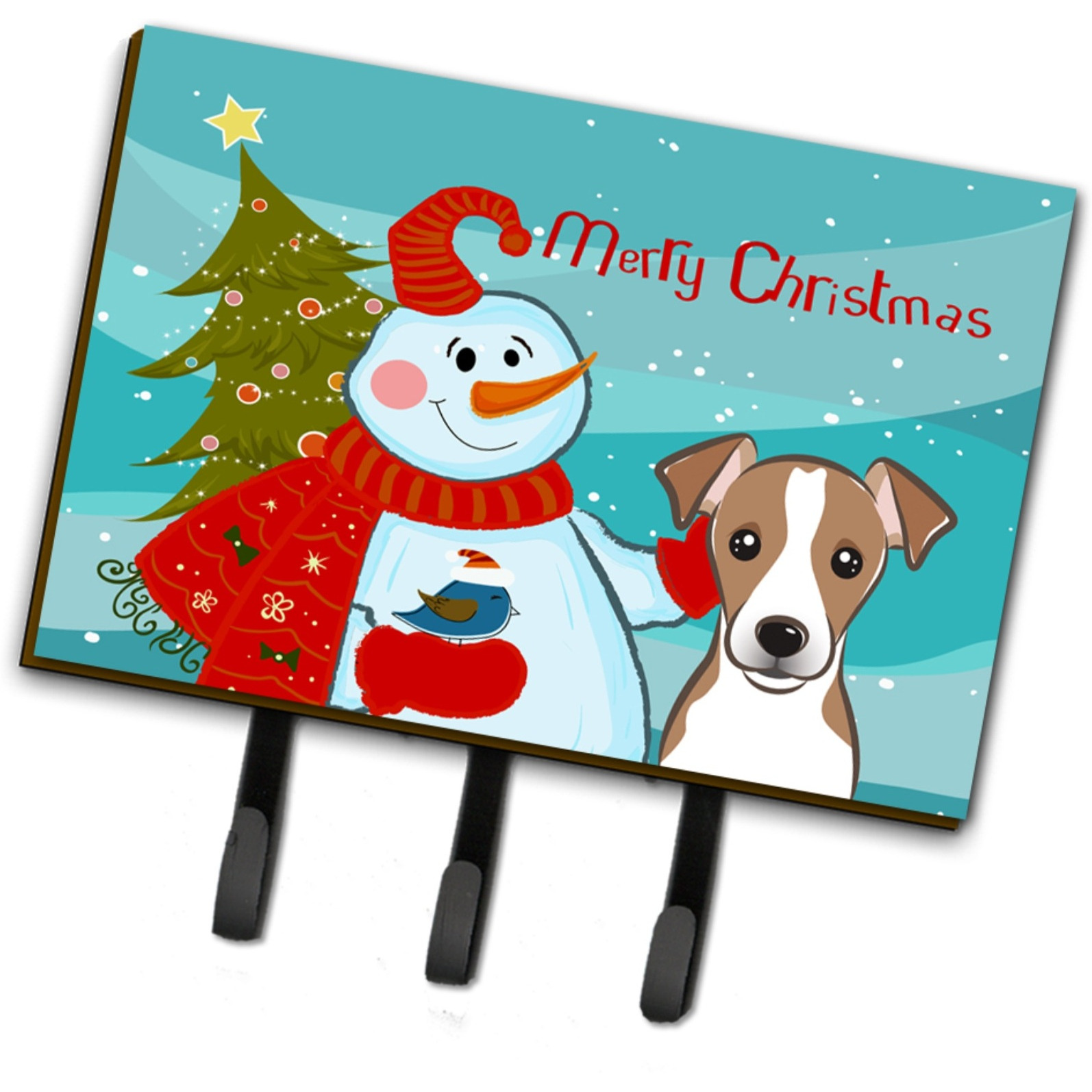 &quotCaroline's Treasures BB1880TH68 Snowman with Jack Russell Terrier Leash or Key Holder, Large, Multicolor"