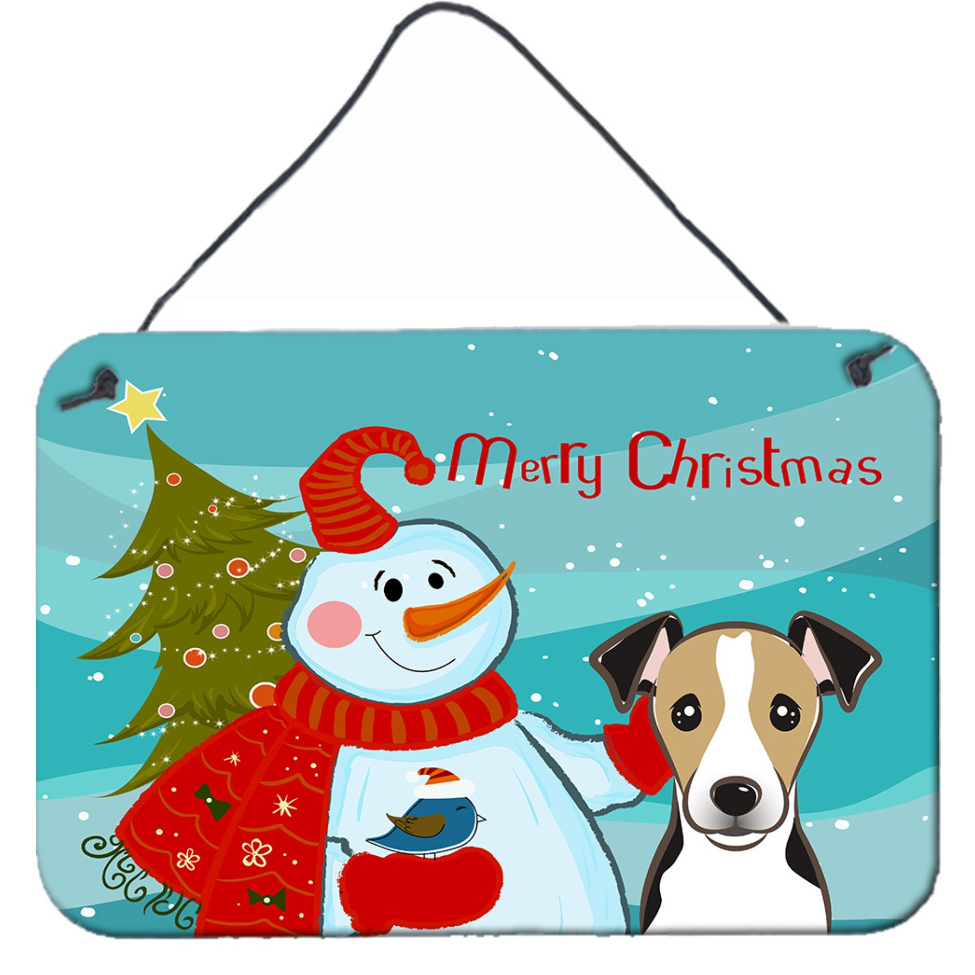 &quotCaroline's Treasures Snowman with Jack Russell Terrier Wall or Door Hanging Prints BB1881DS812, 8HX12W"