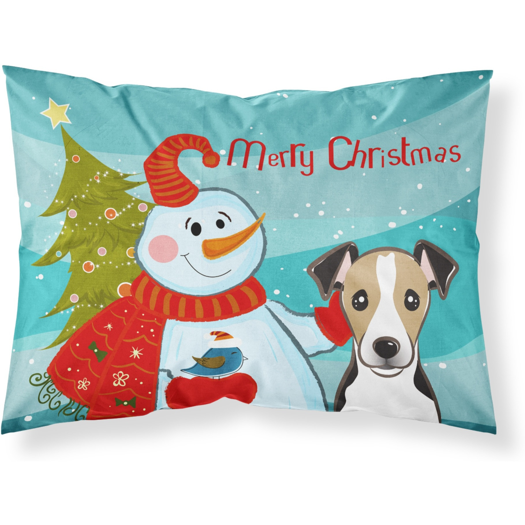 &quotCaroline's Treasures BB1881PILLOWCASE Snowman with Jack Russell Terrier Fabric Standard Pillowcase, Large, Multicolor"
