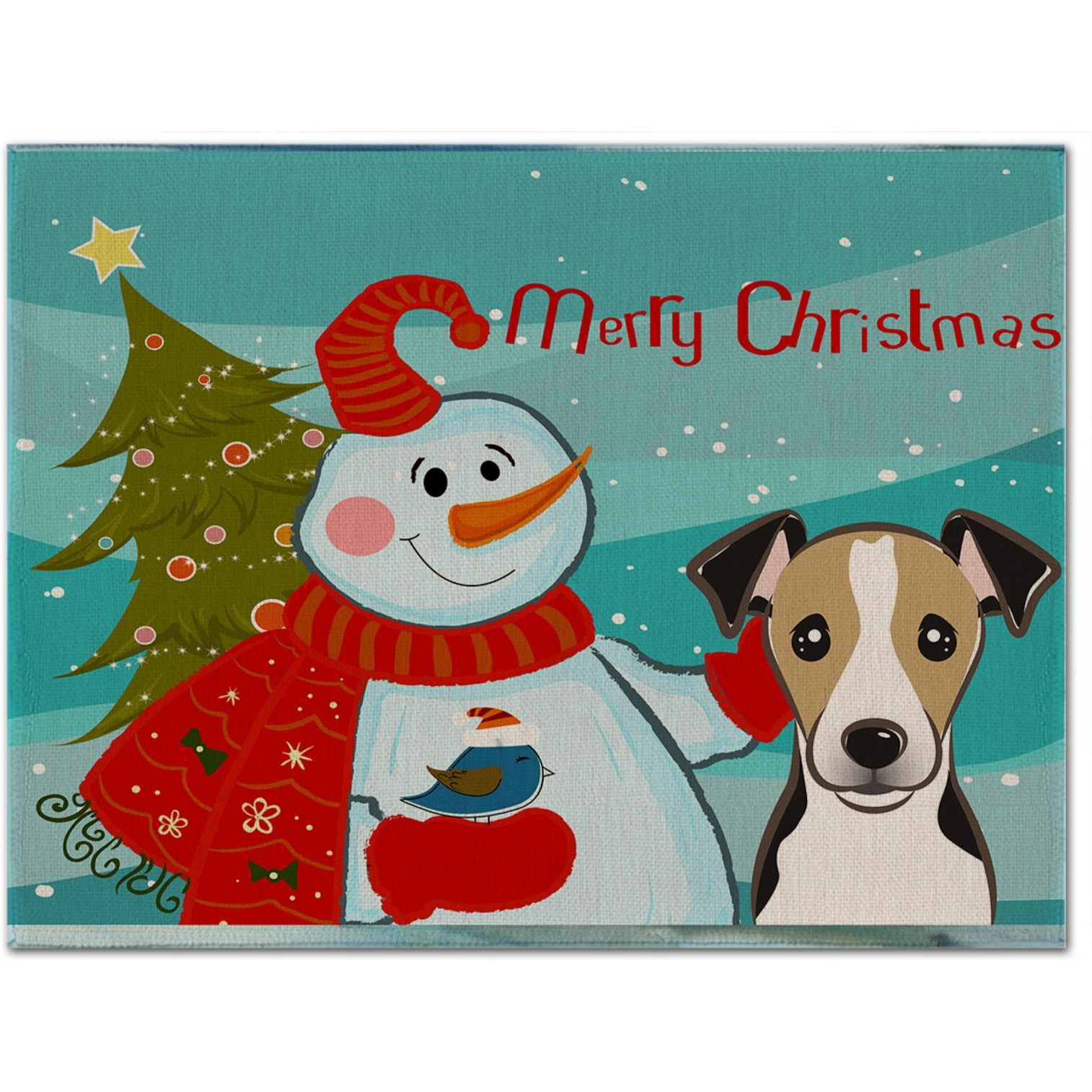 &quotCaroline's Treasures BB1881PLMT Snowman With Jack Russell Terrier Fabric Placemat, Multicolor"
