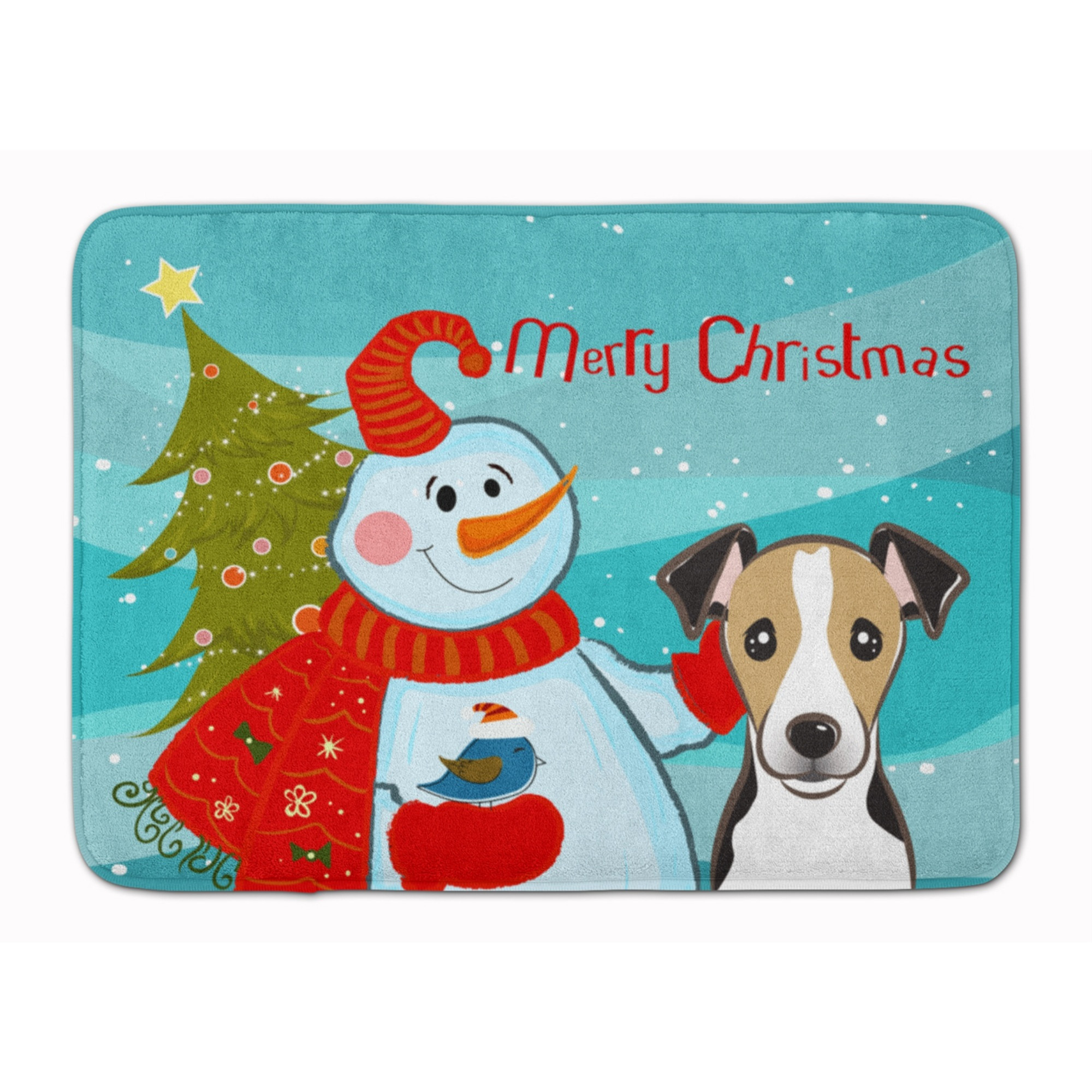 &quotCaroline's Treasures Snowman with Jack Russell Terrier Floor Mat, 19"" x 27"", Multicolor"