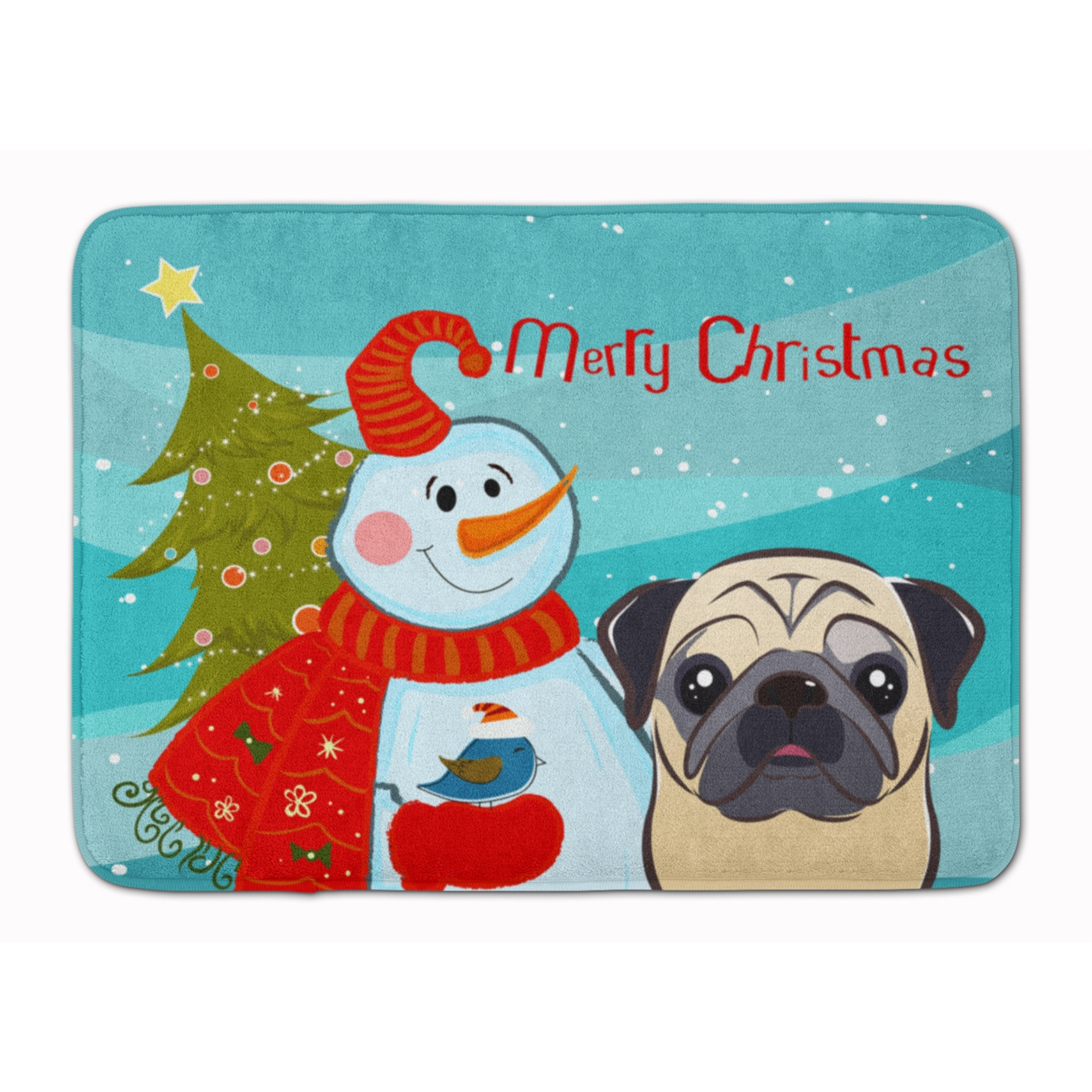 &quotCaroline's Treasures Snowman with Fawn Pug Floor Mat, 19"" x 27"", Multicolor"