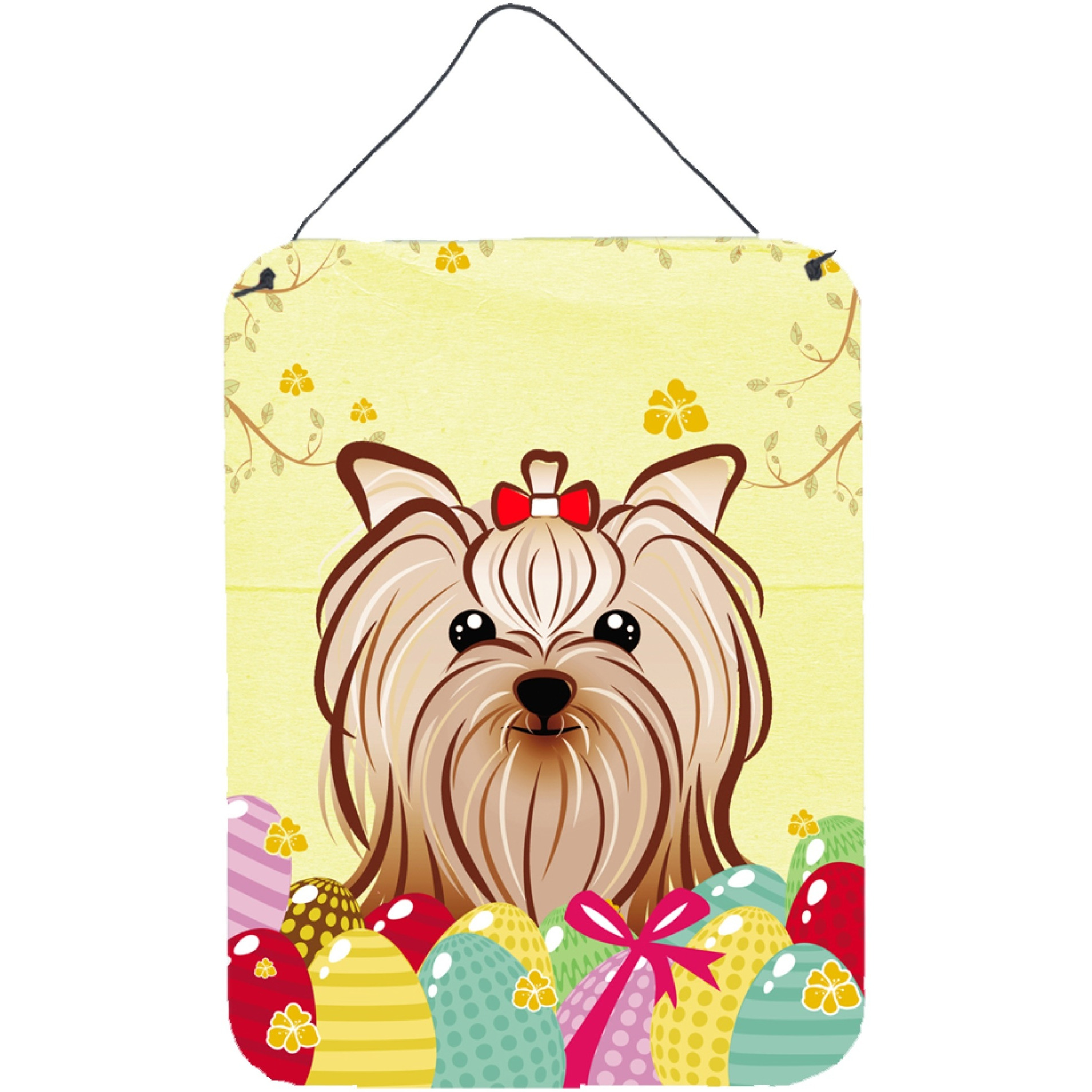 &quotCaroline's Treasures Yorkie Yorkshire Terrier Easter Egg Hunt Wall or Door Hanging Prints BB1886DS1216, 16HX12W, Multicolor"