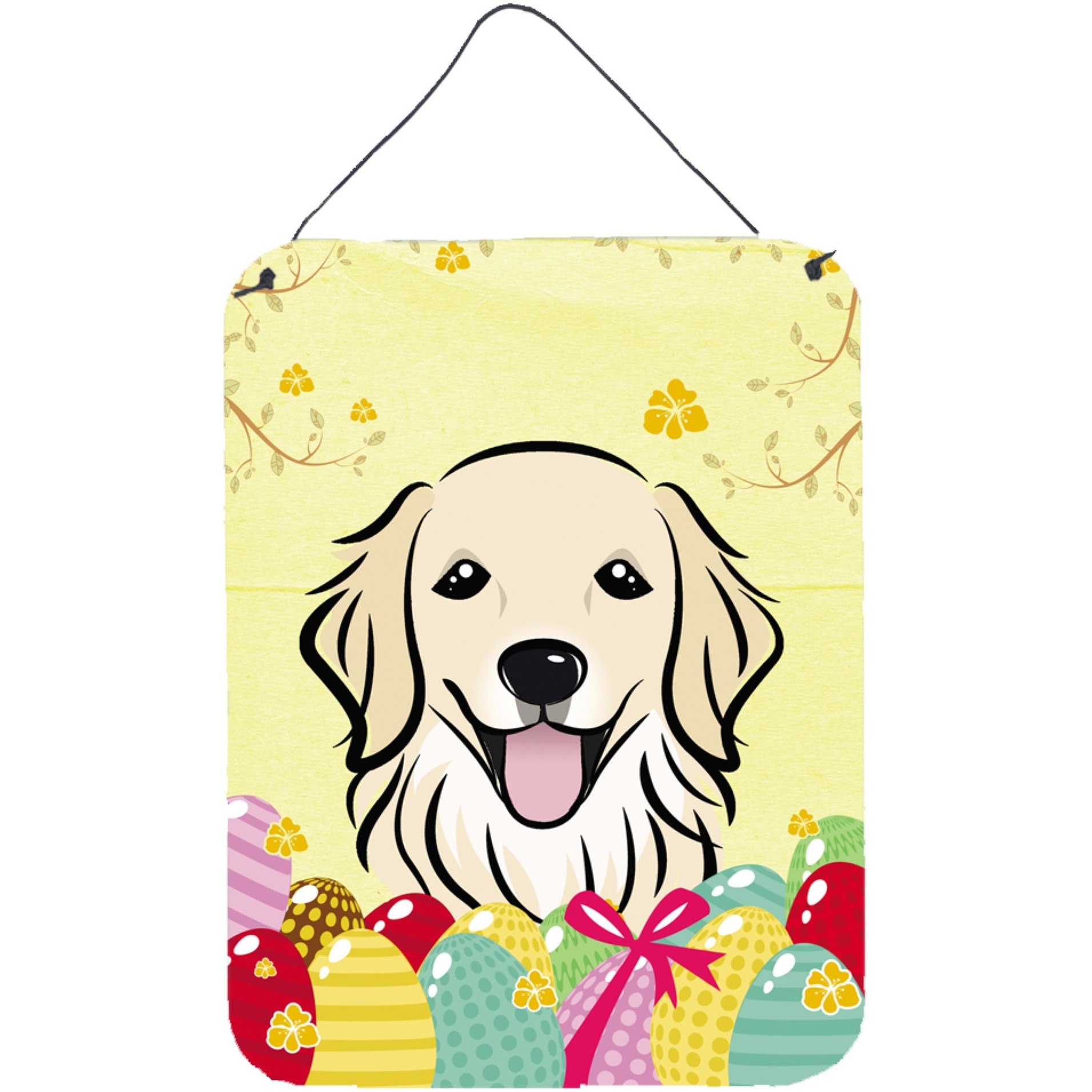 &quotCaroline's Treasures Golden Retriever Easter Egg Hunt Wall or Door Hanging Prints BB1887DS1216, 16HX12W, Multicolor"