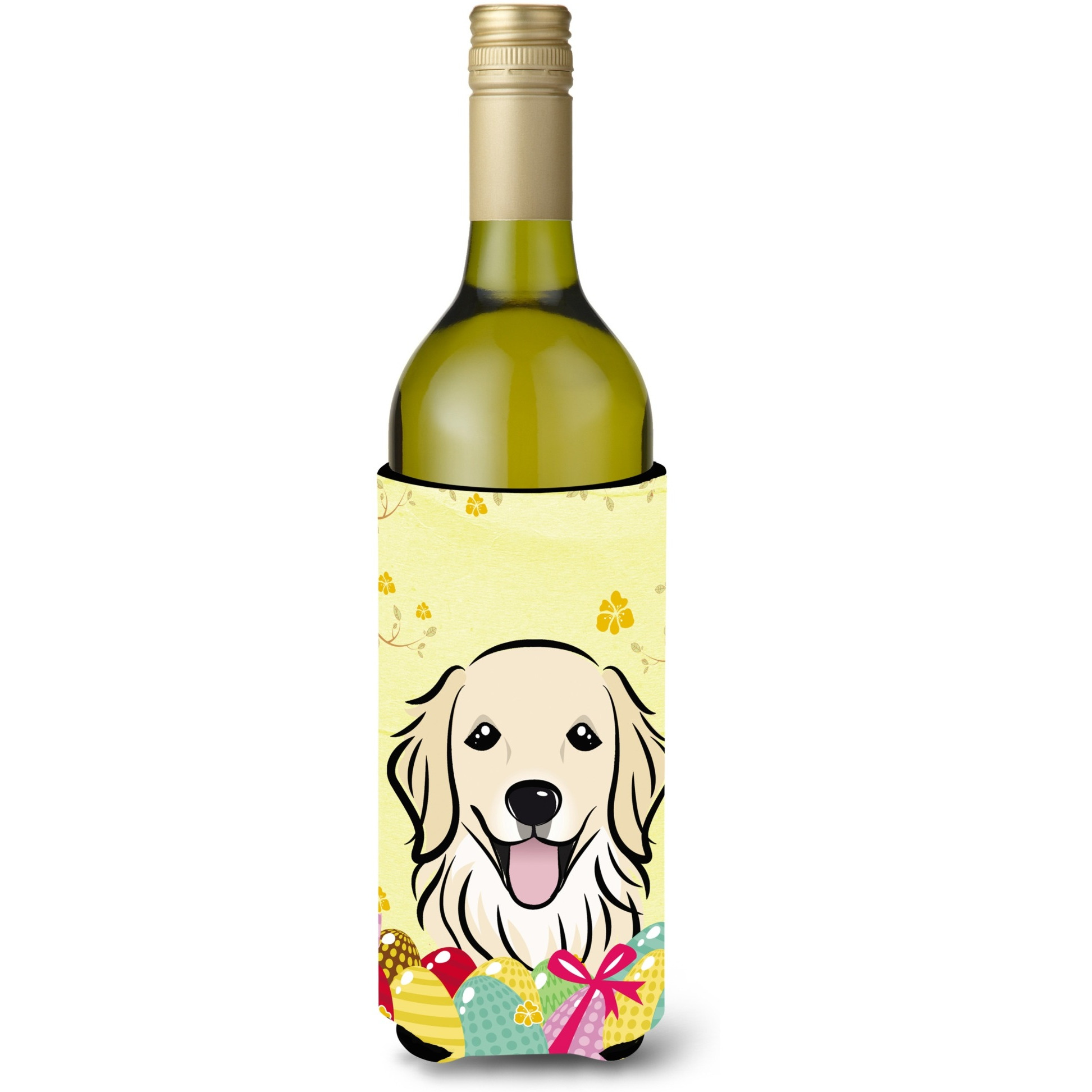 &quotCaroline's Treasures BB1887LITERK "&quotGolden Retriever Easter Egg Hunt"" Wine Bottle Hugger Koozie, 750ml, Multicolor"