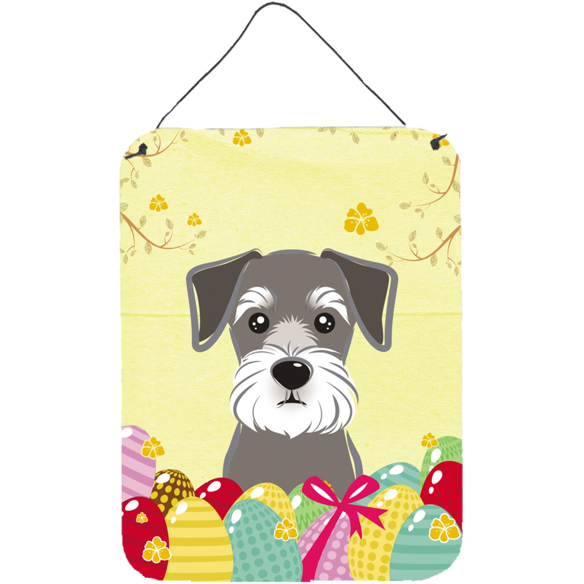 &quotCaroline's Treasures Schnauzer Easter Egg Hunt Wall or Door Hanging Prints BB1888DS1216, 16HX12W, Multicolor"