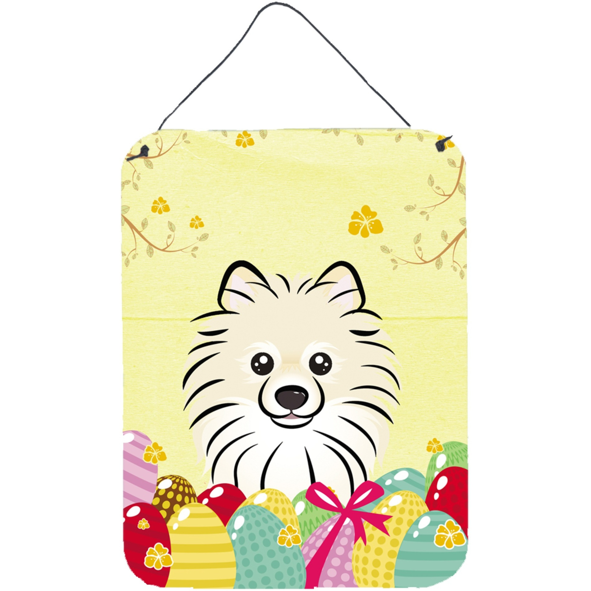 &quotCaroline's Treasures Pomeranian Easter Egg Hunt Wall or Door Hanging Prints BB1889DS1216, 16HX12W, Multicolor"