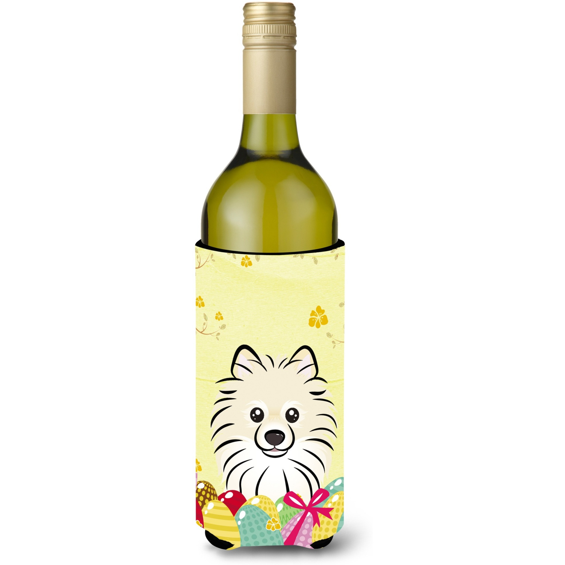 &quotCaroline's Treasures BB1889LITERK "&quotPomeranian Easter Egg Hunt"" Wine Bottle Hugger Koozie, 750ml, Multicolor"