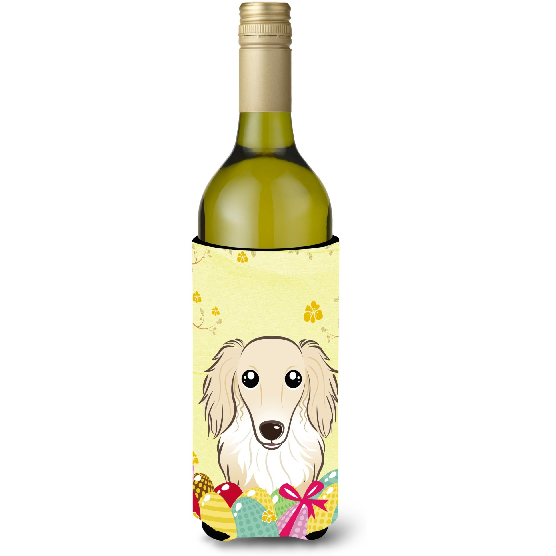 &quotCaroline's Treasures BB1894LITERK "&quotLonghair Crme Dachshund Easter Egg Hunt"" Wine Bottle Hugger Koozie, 750ml, Multicolor"