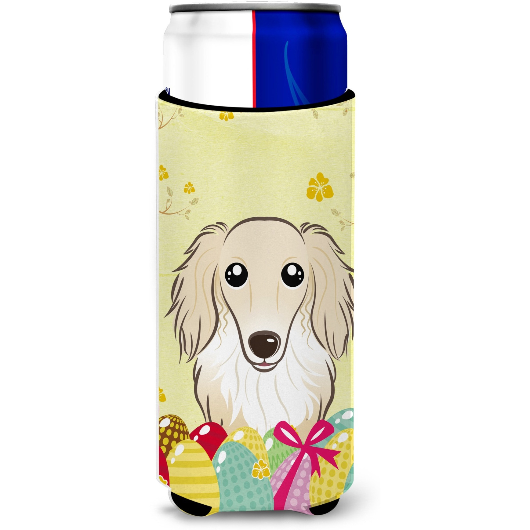 &quotCaroline's Treasures BB1894MUK "&quotLonghair Crme Dachshund Easter Egg Hunt Michelob Ultra Koozies for Slim Cans, Multicolor"