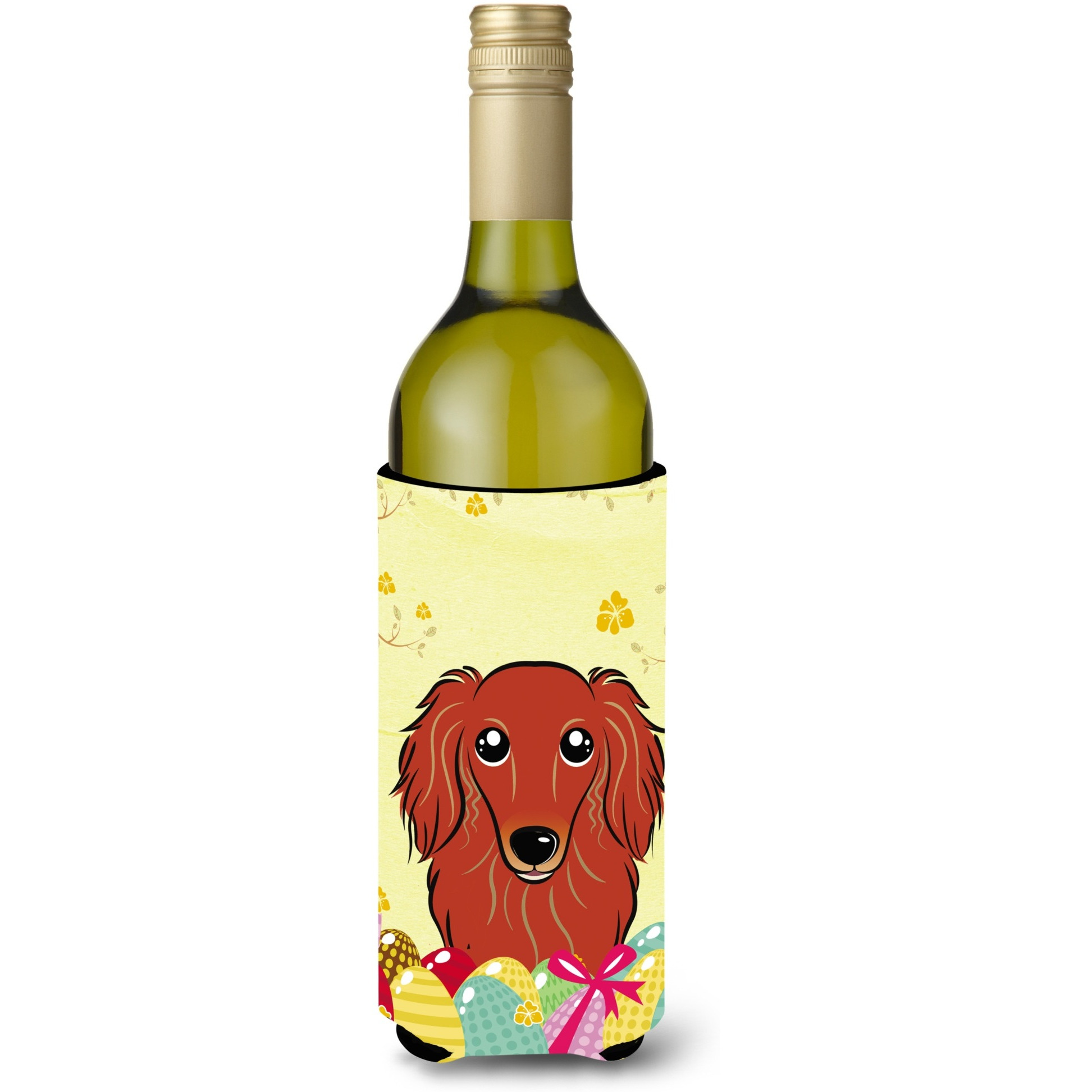 &quotCaroline's Treasures BB1896LITERK "&quotLonghair Red Dachshund Easter Egg Hunt"" Wine Bottle Hugger Koozie, 750ml, Multicolor"