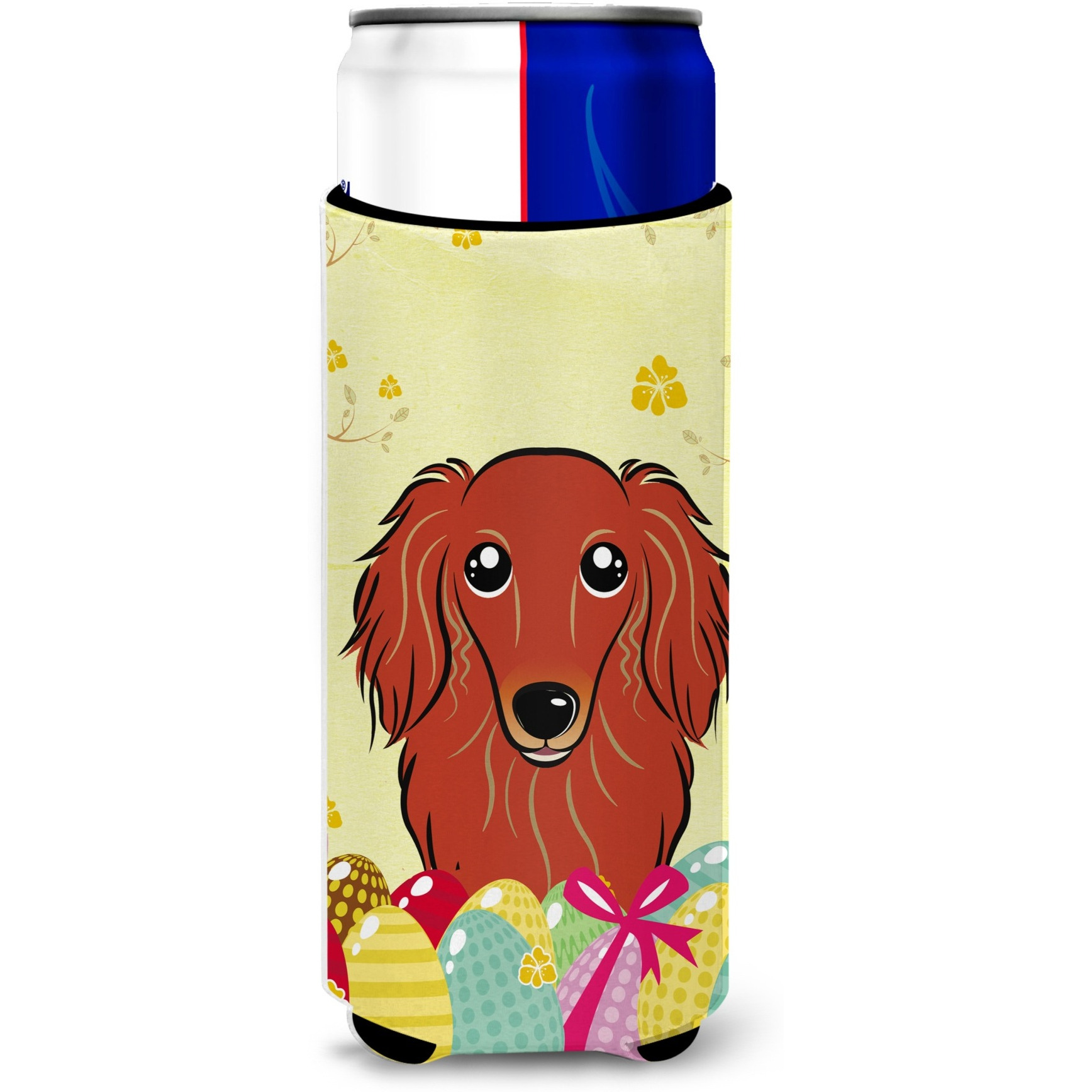 &quotCaroline's Treasures BB1896MUK "&quotLonghair Red Dachshund Easter Egg Hunt Michelob Ultra Koozies for Slim Cans, Multicolor"