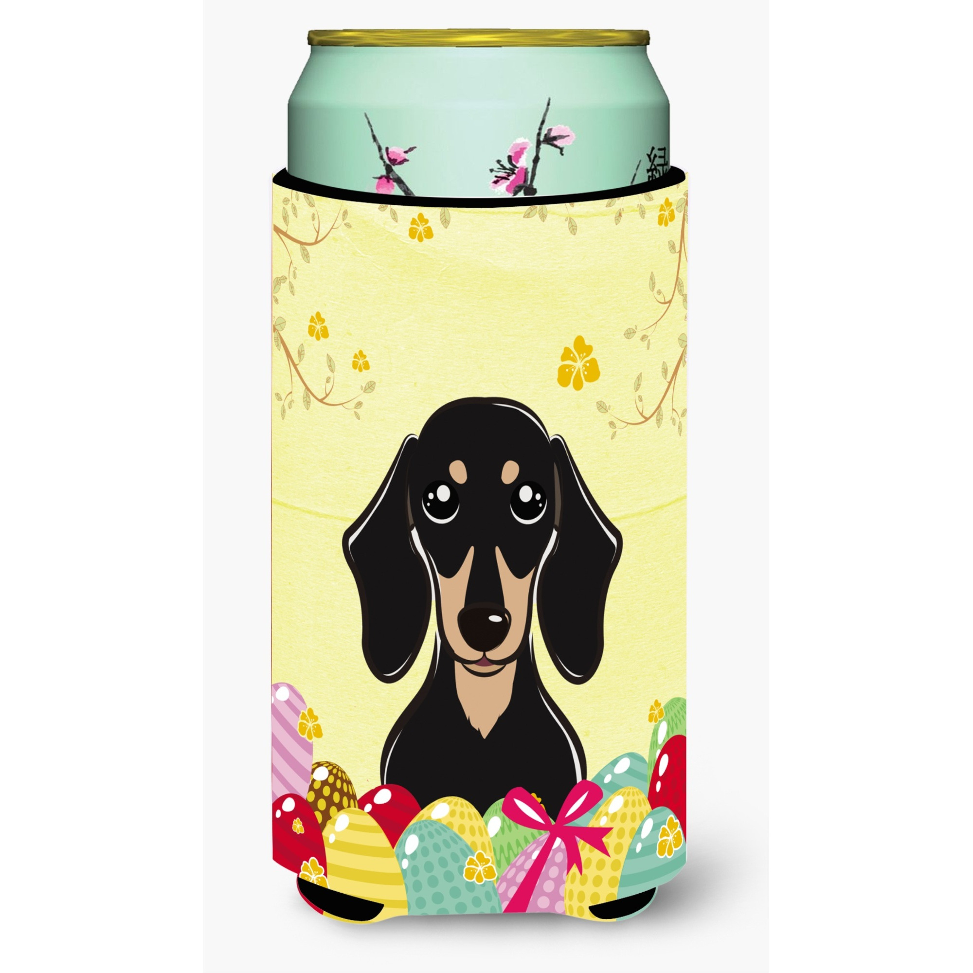 &quotCaroline's Treasures BB1897TBC "&quotSmooth Black and Tan Dachshund Easter Egg Hunt"" Tall Boy Hugger Koozie, Multicolor"