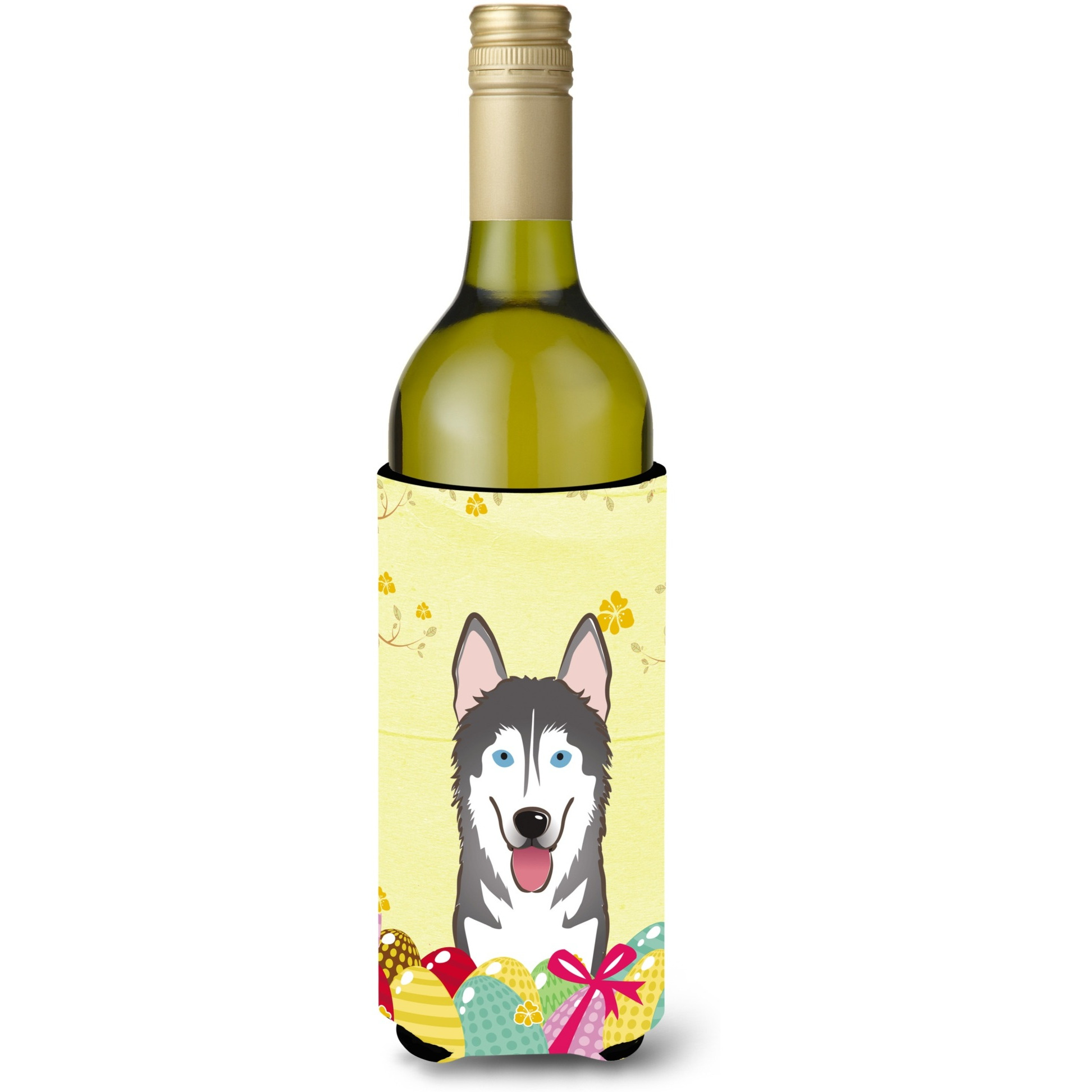 &quotCaroline's Treasures BB1900LITERK "&quotAlaskan Malamute Easter Egg Hunt"" Wine Bottle Hugger Koozie, 750ml, Multicolor"