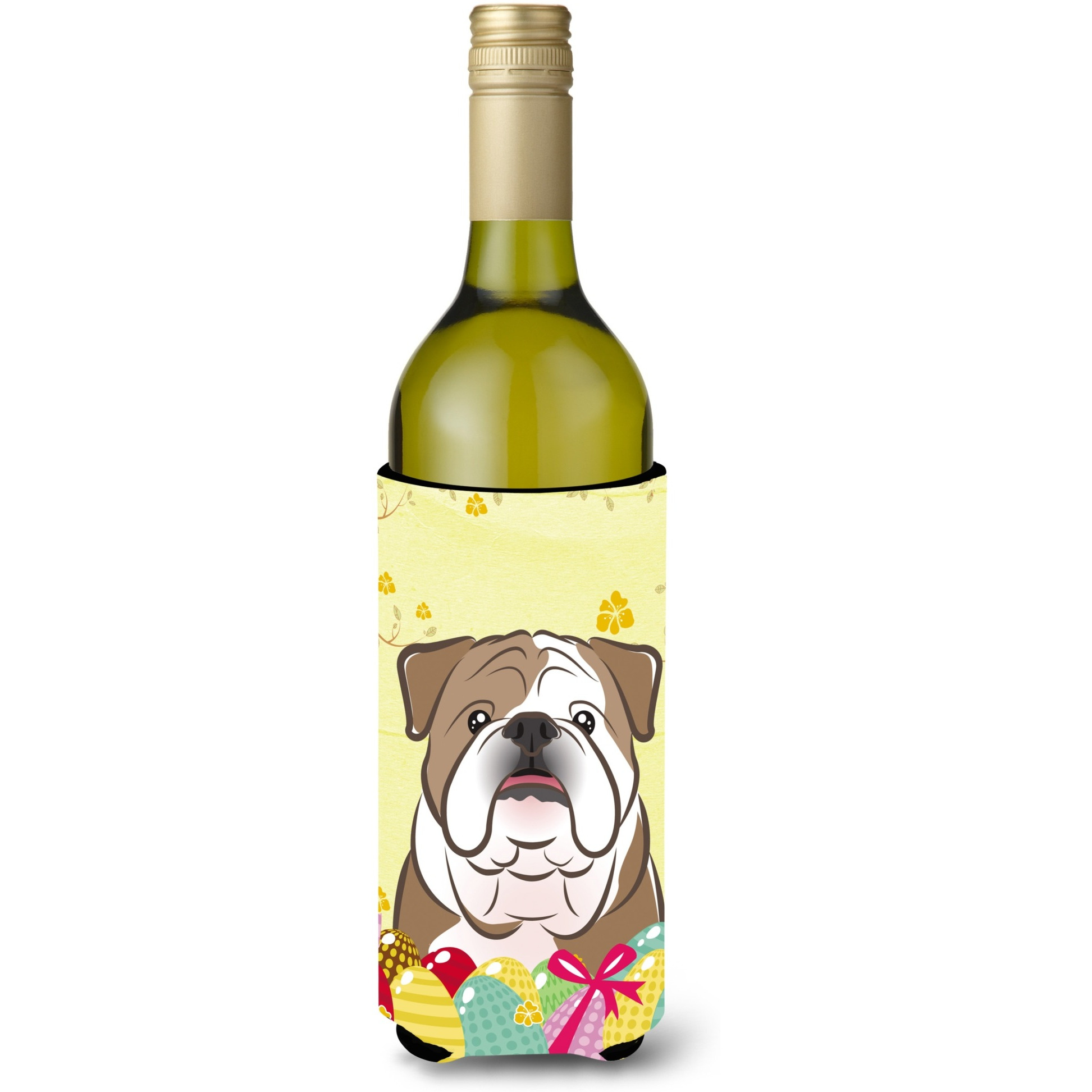 &quotCaroline's Treasures BB1901LITERK "&quotEnglish Bulldog Easter Egg Hunt"" Wine Bottle Hugger Koozie, 750ml, Multicolor"