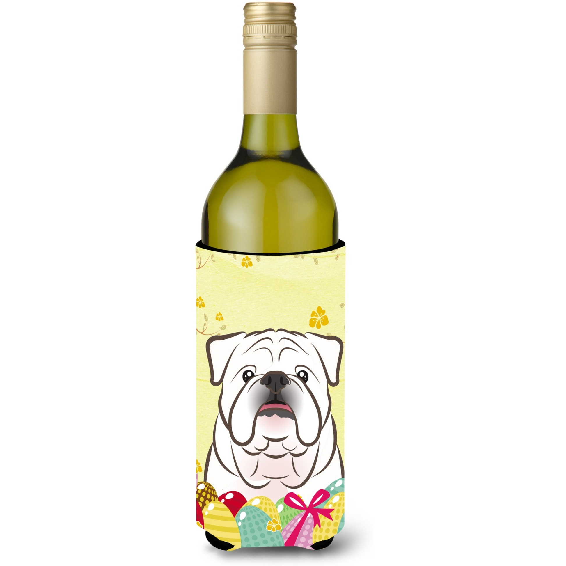 &quotCaroline's Treasures BB1902LITERK "&quotWhite English Bulldog Easter Egg Hunt"" Wine Bottle Hugger Koozie, 750ml, Multicolor"