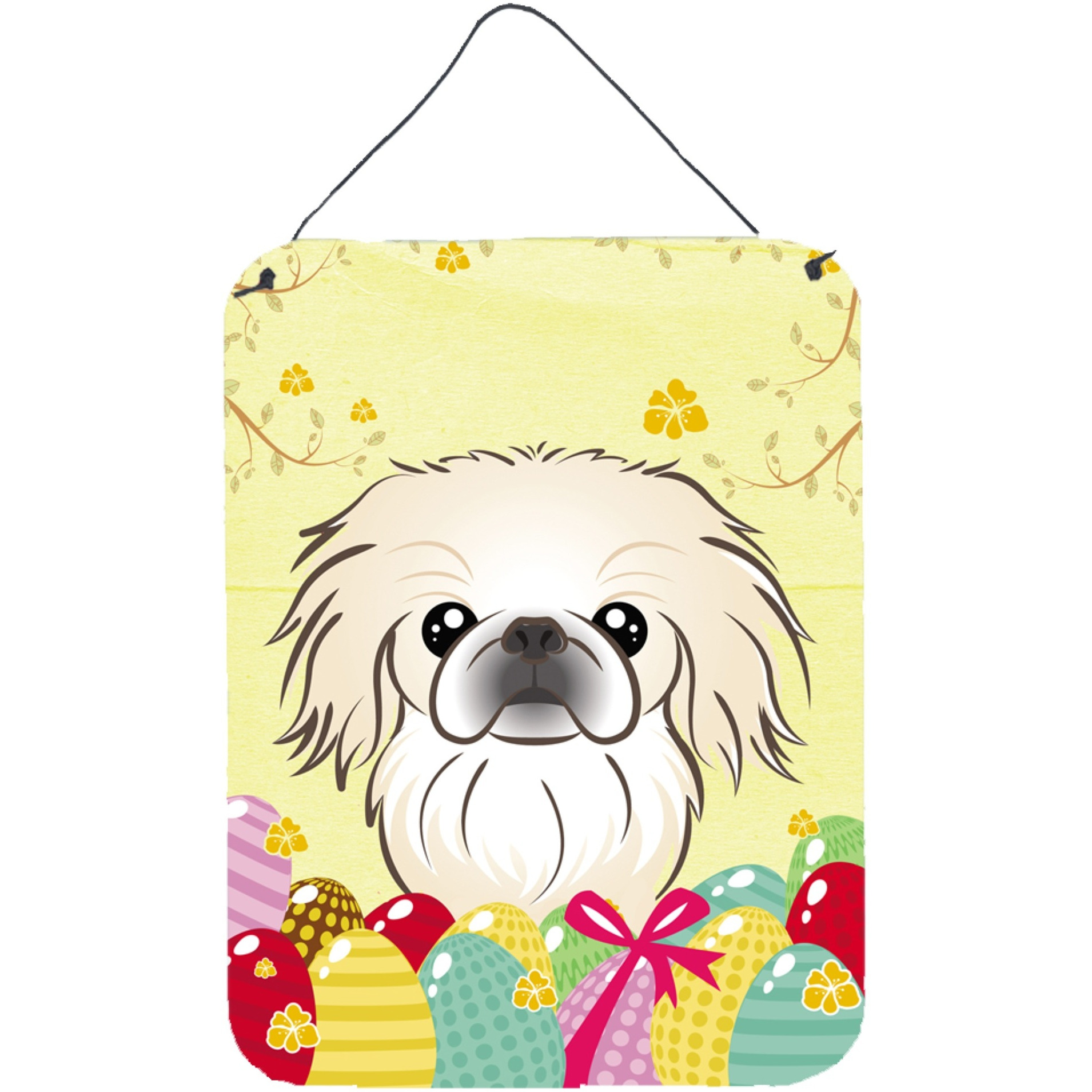 &quotCaroline's Treasures Pekingese Easter Egg Hunt Wall or Door Hanging Prints BB1903DS1216, 16HX12W, Multicolor"