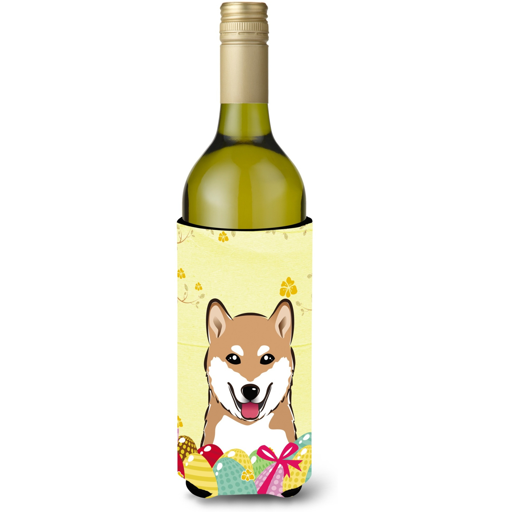 &quotCaroline's Treasures BB1907LITERK "&quotShiba Inu Easter Egg Hunt"" Wine Bottle Hugger Koozie, 750ml, Multicolor"