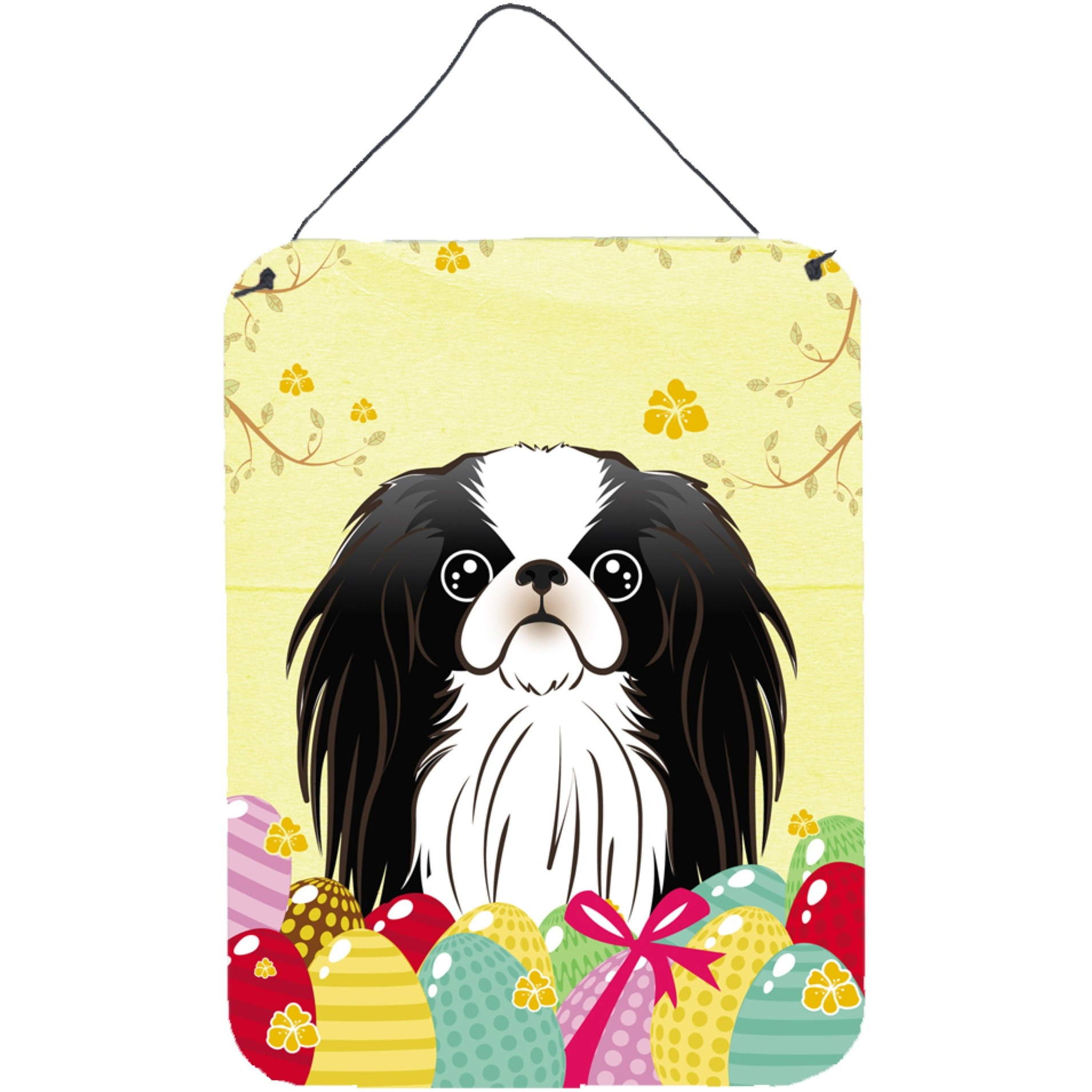&quotCaroline's Treasures Japanese Chin Easter Egg Hunt Wall or Door Hanging Prints BB1912DS1216, 16HX12W, Multicolor"