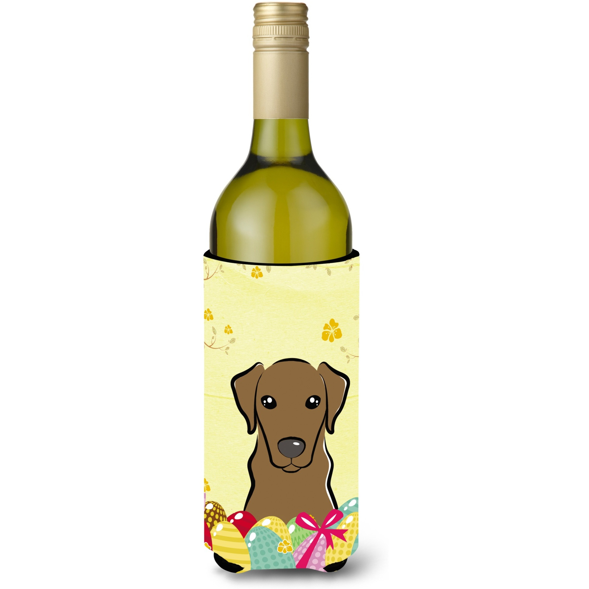 &quotCaroline's Treasures BB1916LITERK "&quotChocolate Labrador Easter Egg Hunt"" Wine Bottle Hugger Koozie, 750ml, Multicolor"