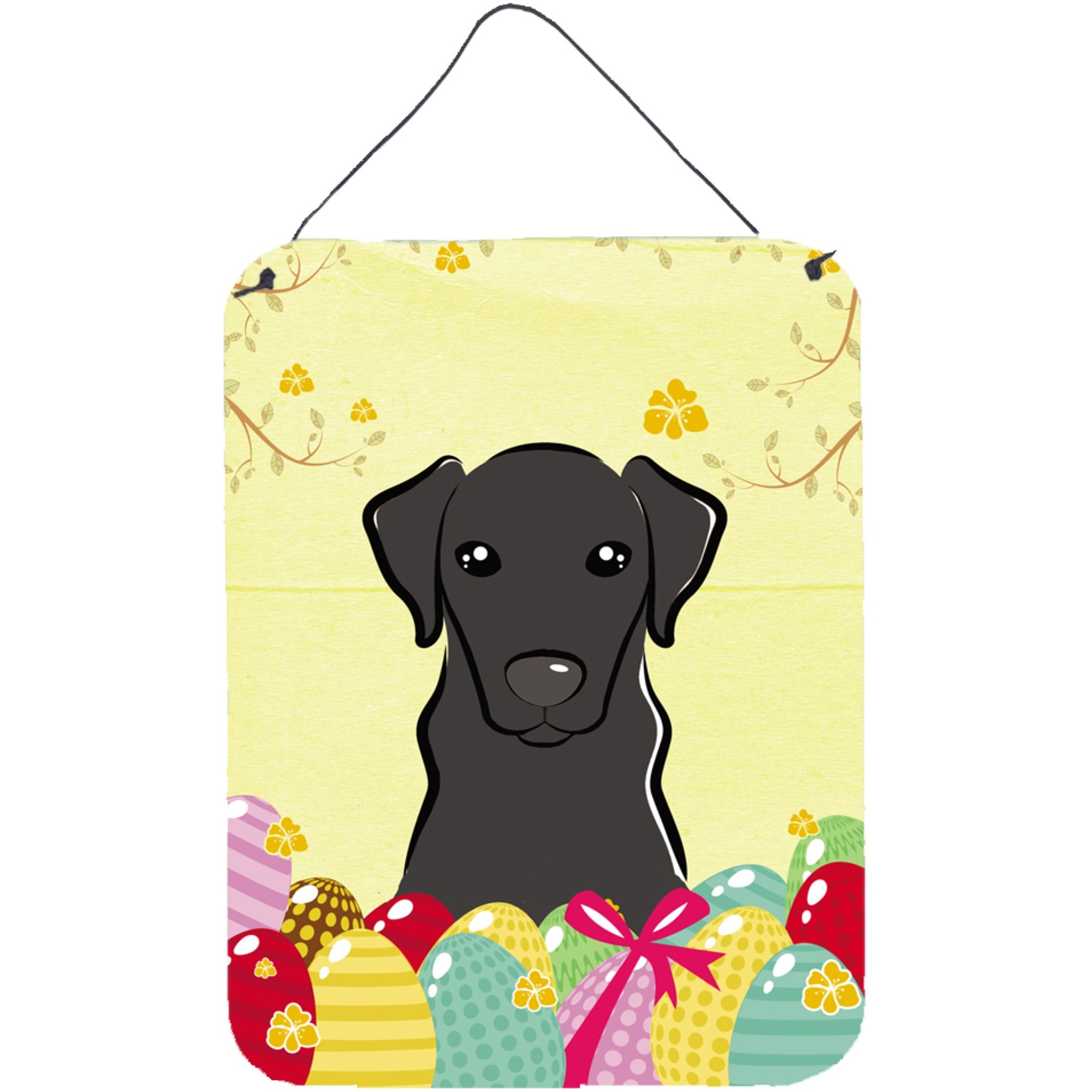 &quotCaroline's Treasures Black Labrador Easter Egg Hunt Wall or Door Hanging Prints BB1917DS1216, 16HX12W, Multicolor"