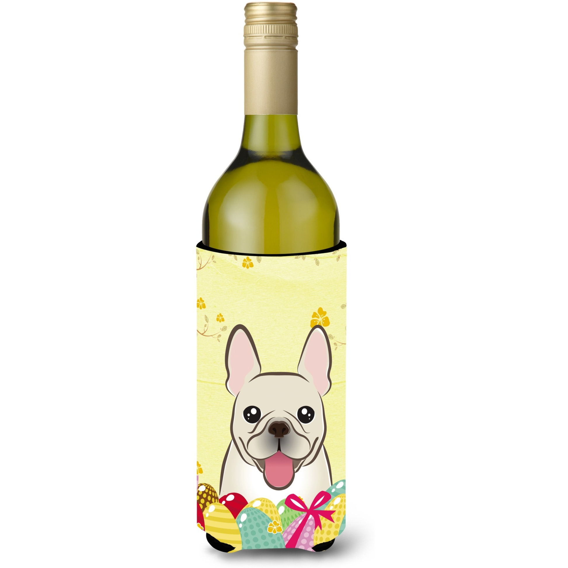 &quotCaroline's Treasures BB1920LITERK "&quotFrench Bulldog Easter Egg Hunt"" Wine Bottle Hugger Koozie, 750ml, Multicolor"