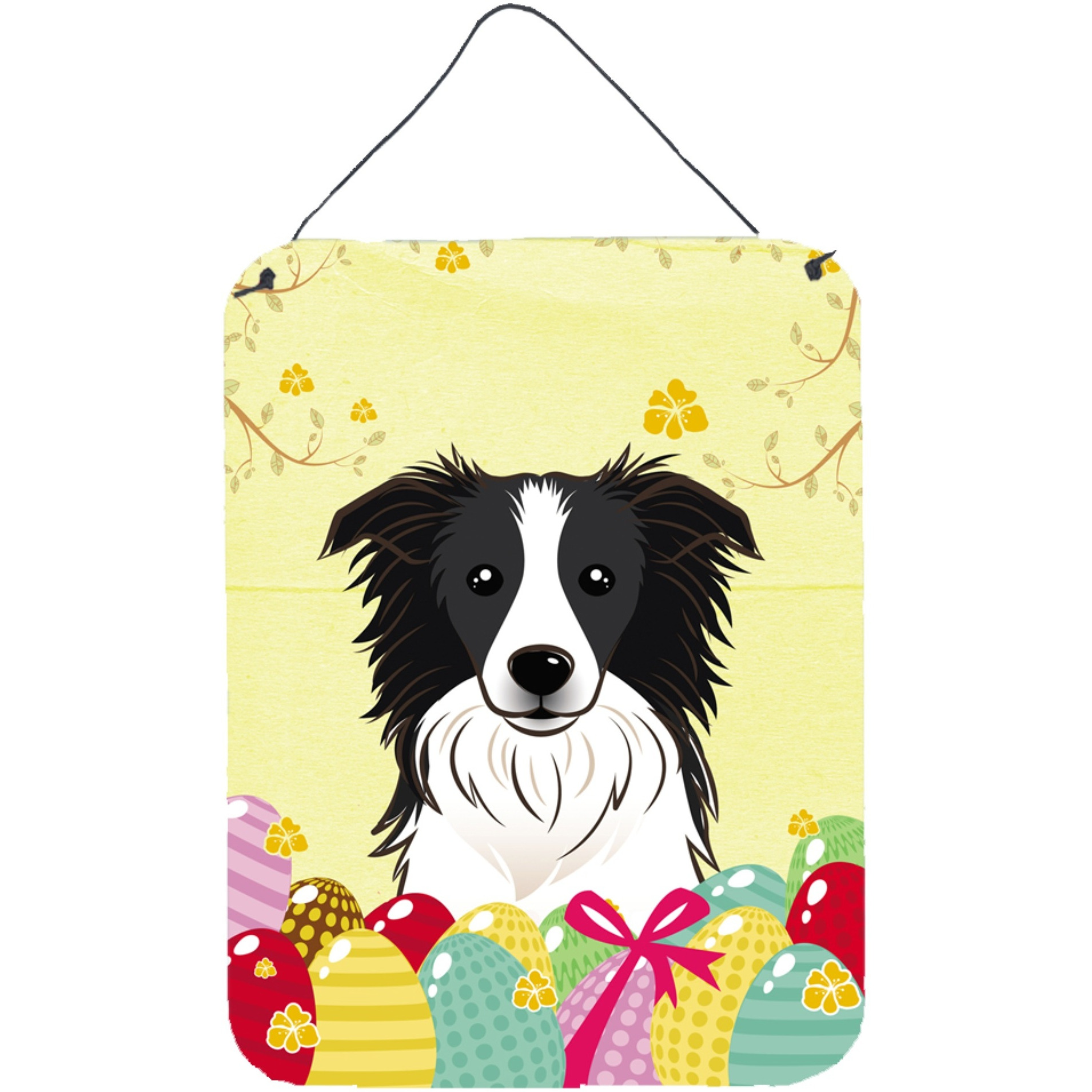 &quotCaroline's Treasures Border Collie Easter Egg Hunt Wall or Door Hanging Prints BB1923DS1216, 16HX12W, Multicolor"