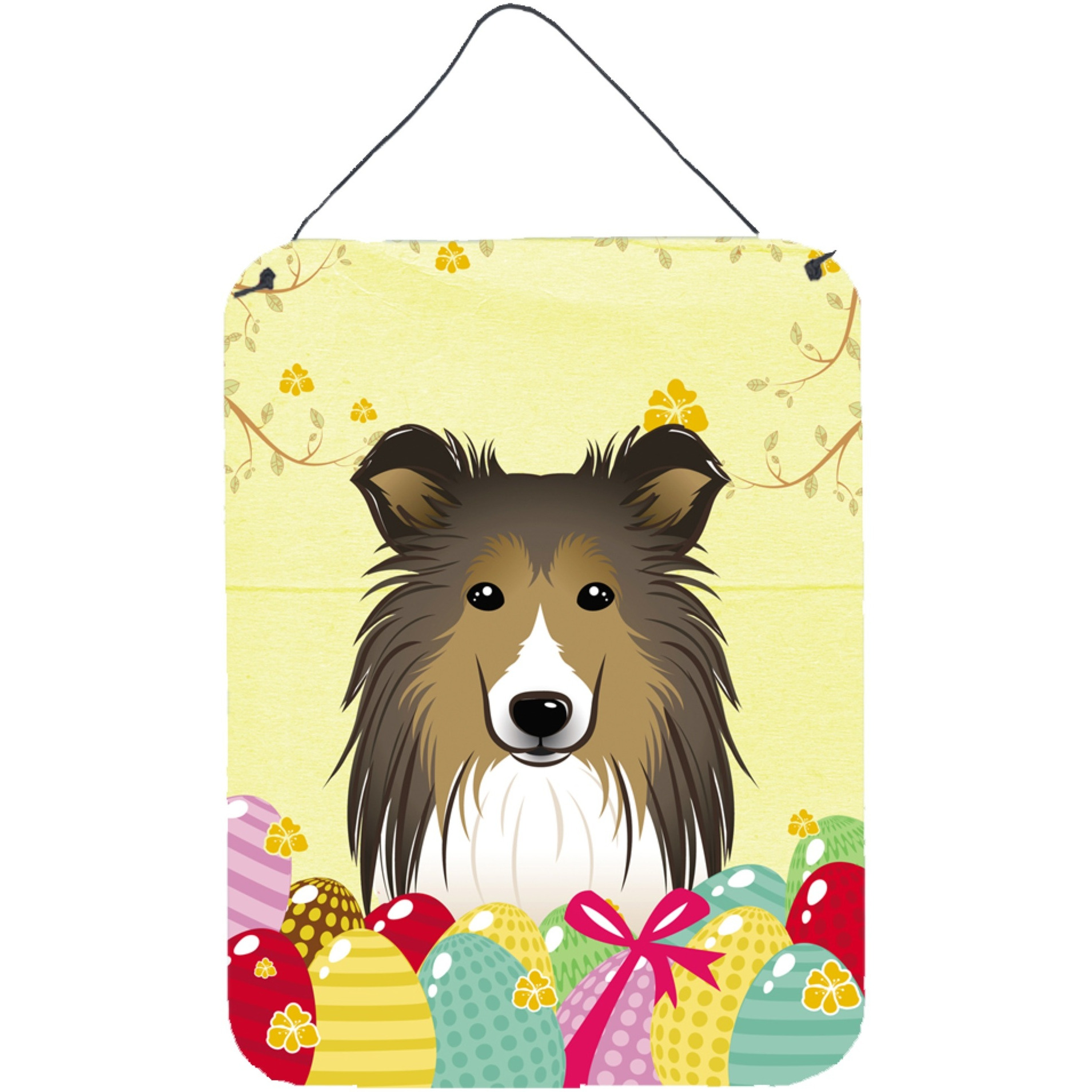 &quotCaroline's Treasures Sheltie Easter Egg Hunt Wall or Door Hanging Prints BB1924DS1216, 16HX12W, Multicolor"