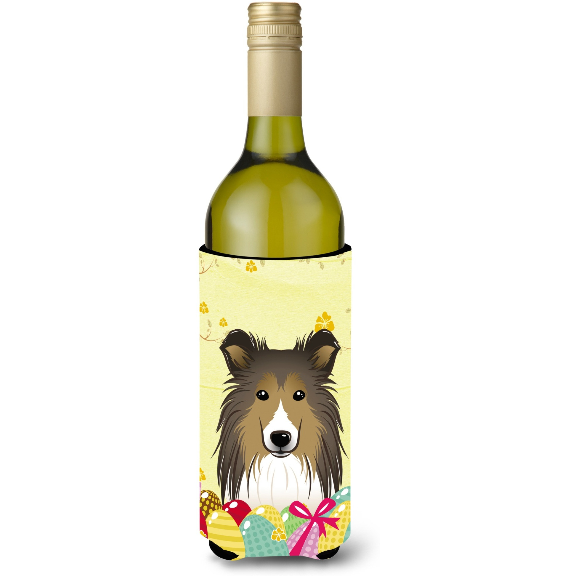 &quotCaroline's Treasures BB1924LITERK "&quotSheltie Easter Egg Hunt"" Wine Bottle Hugger Koozie, 750ml, Multicolor"