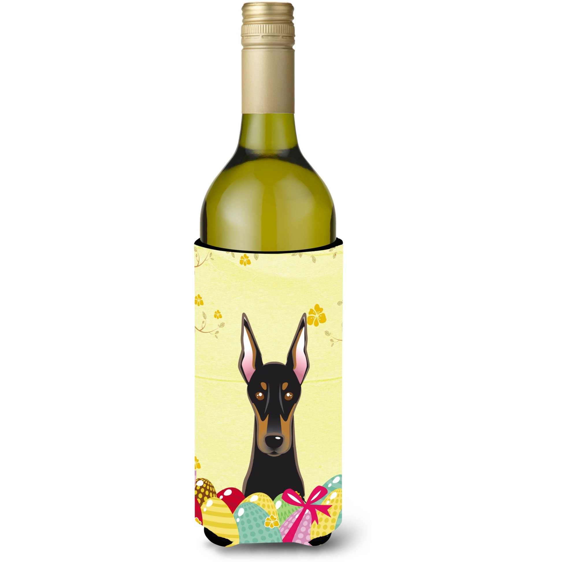 &quotCaroline's Treasures BB1927LITERK "&quotDoberman Easter Egg Hunt"" Wine Bottle Hugger Koozie, 750ml, Multicolor"