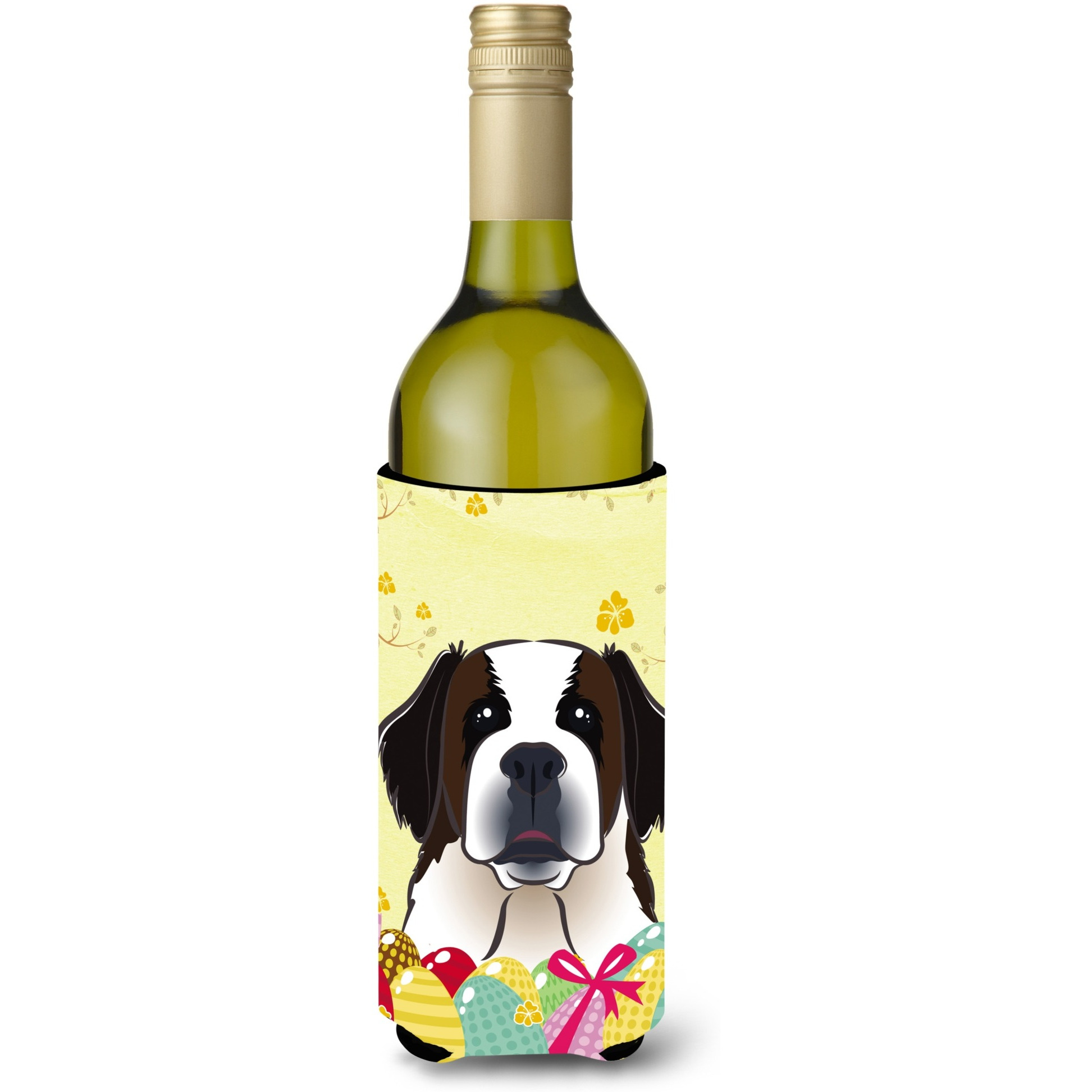 &quotCaroline's Treasures BB1928LITERK "&quotSaint Bernard Easter Egg Hunt"" Wine Bottle Hugger Koozie, 750ml, Multicolor"