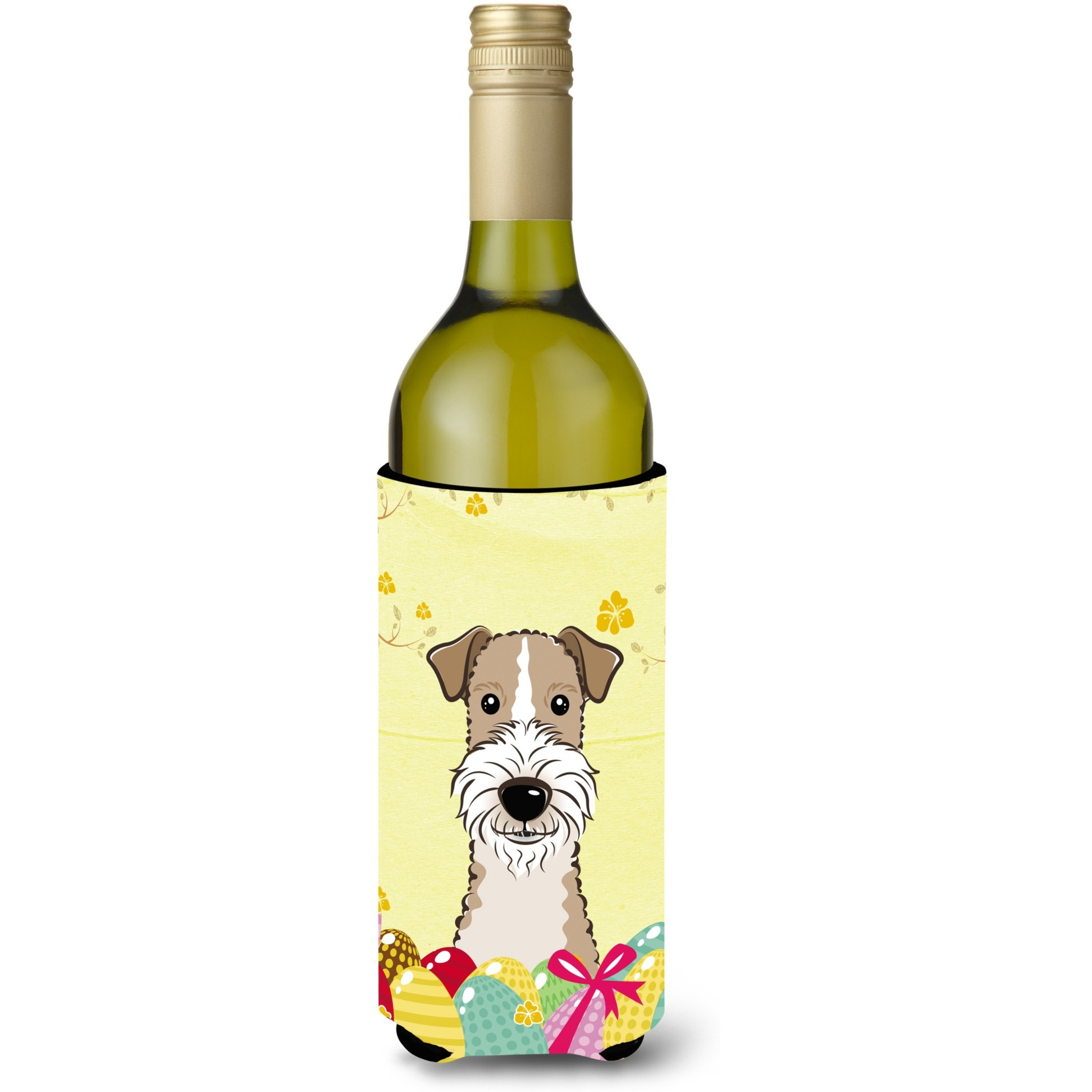 &quotCaroline's Treasures BB1929LITERK "&quotWire Haired Fox Terrier Easter Egg Hunt"" Wine Bottle Hugger Koozie, 750ml, Multicolor"