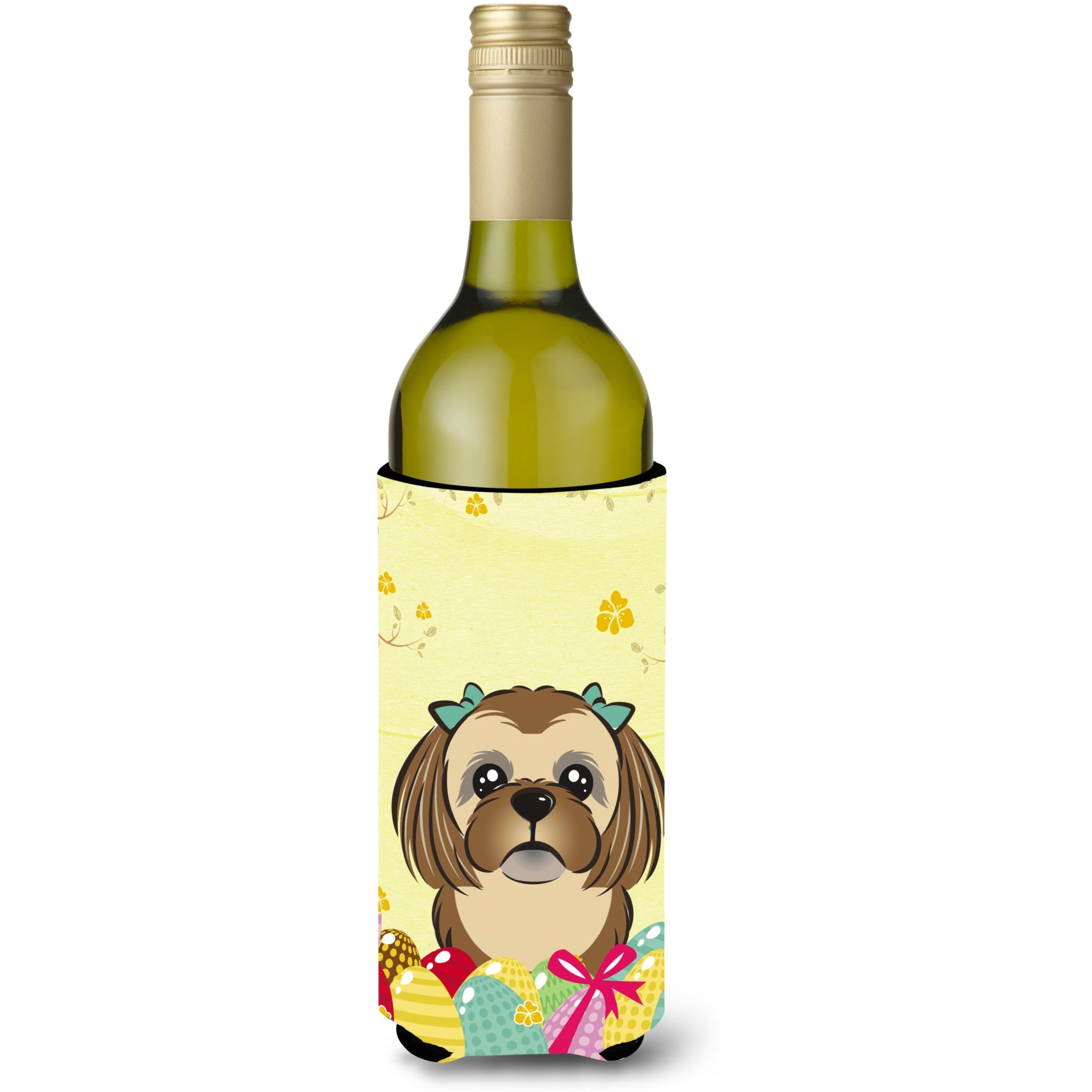 &quotCaroline's Treasures BB1931LITERK "&quotChocolate Brown Shih Tzu Easter Egg Hunt"" Wine Bottle Hugger Koozie, 750ml, Multicolor"