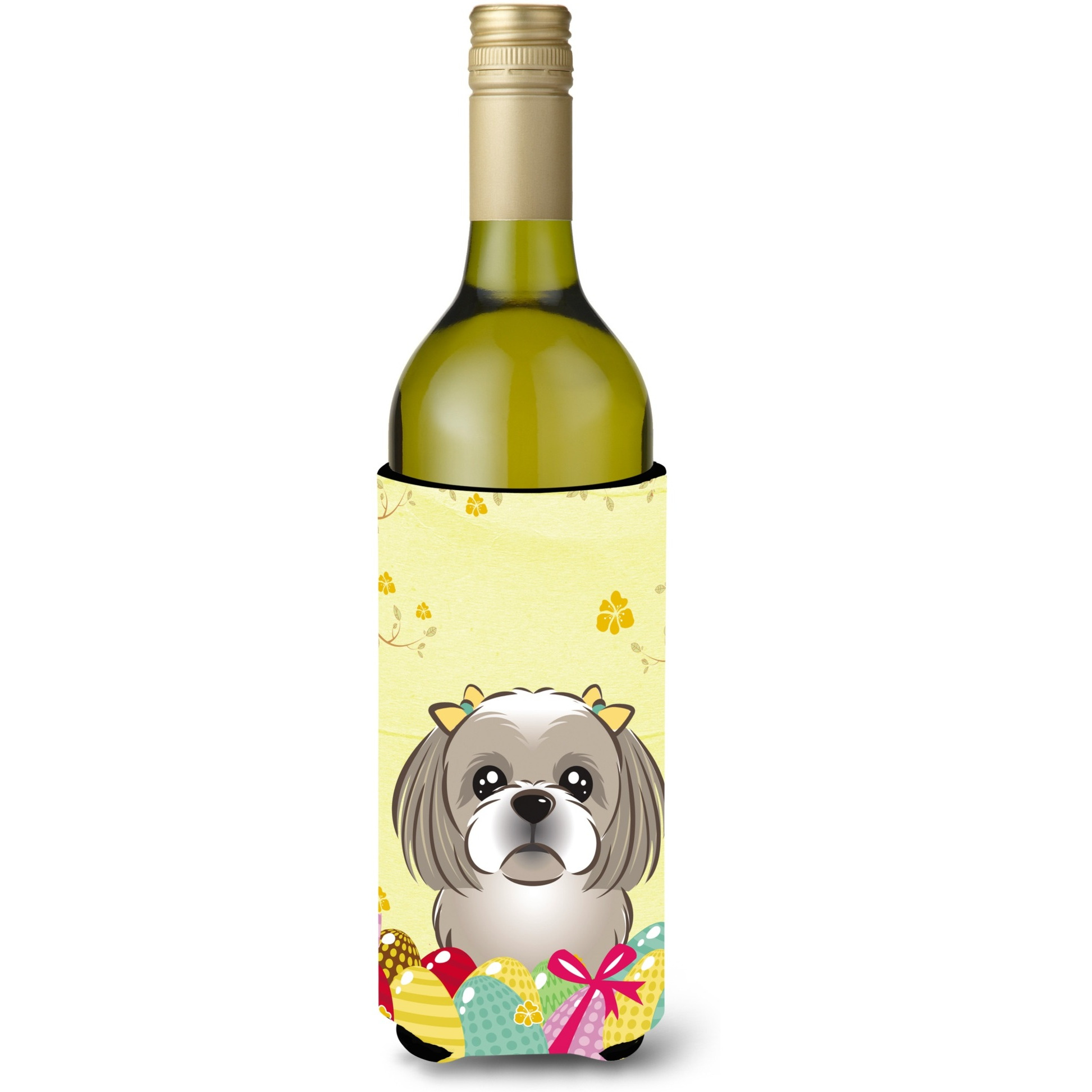 &quotCaroline's Treasures BB1932LITERK "&quotGray Silver Shih Tzu Easter Egg Hunt"" Wine Bottle Hugger Koozie, 750ml, Multicolor"