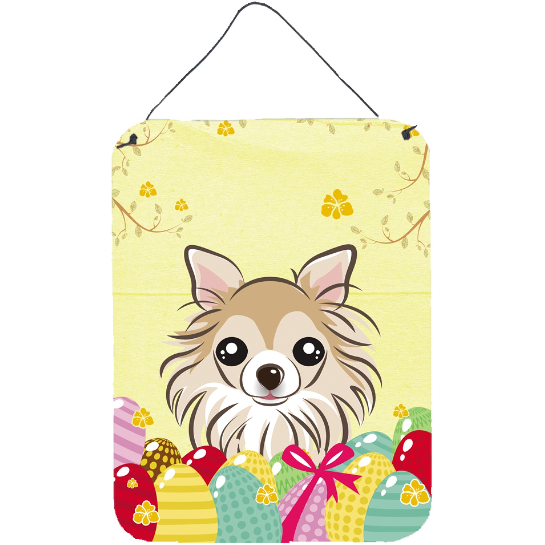 &quotCaroline's Treasures Chihuahua Easter Egg Hunt Wall or Door Hanging Prints BB1933DS1216, 16HX12W, Multicolor"