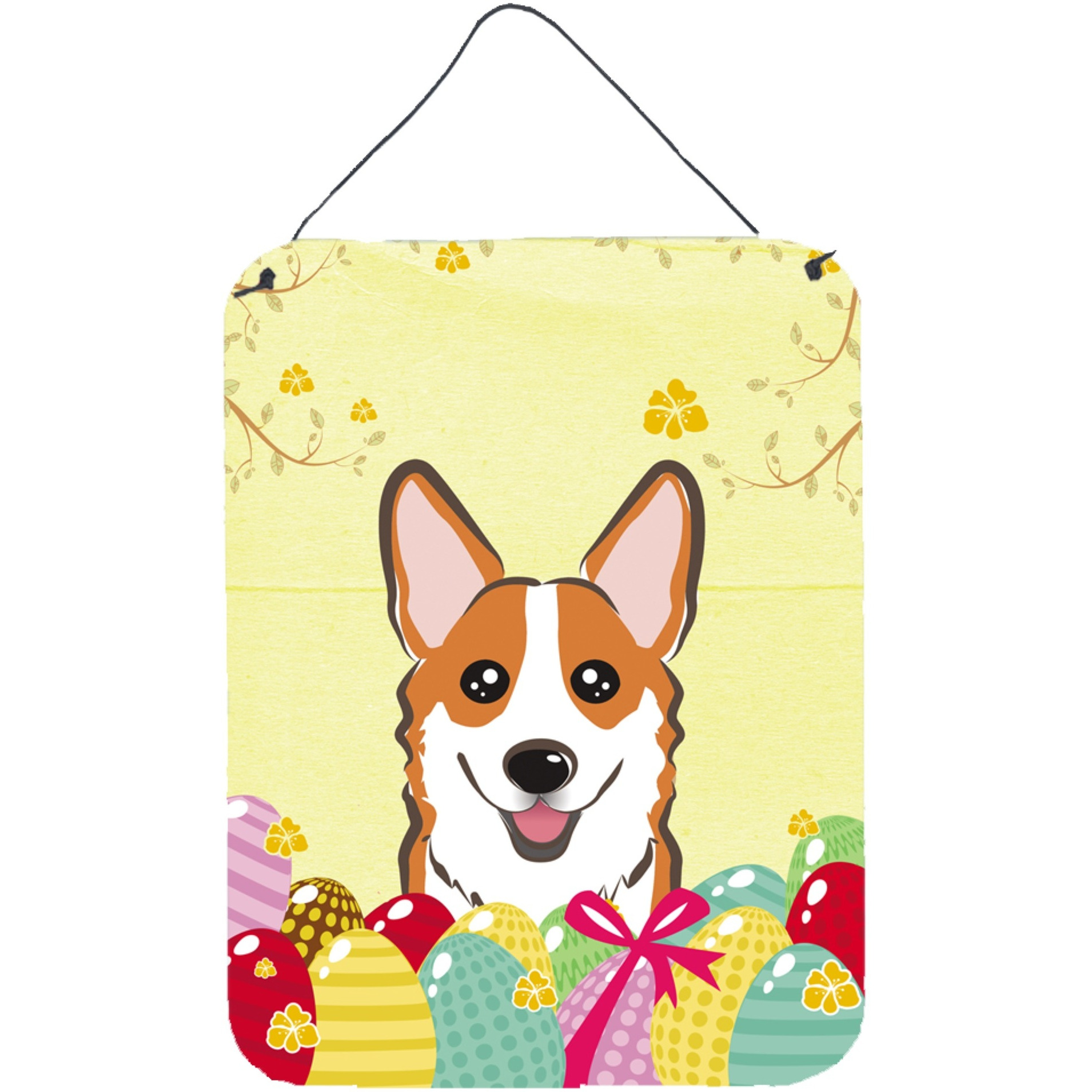 &quotCaroline's Treasures Red Corgi Easter Egg Hunt Wall or Door Hanging Prints BB1936DS1216, 16HX12W, Multicolor"