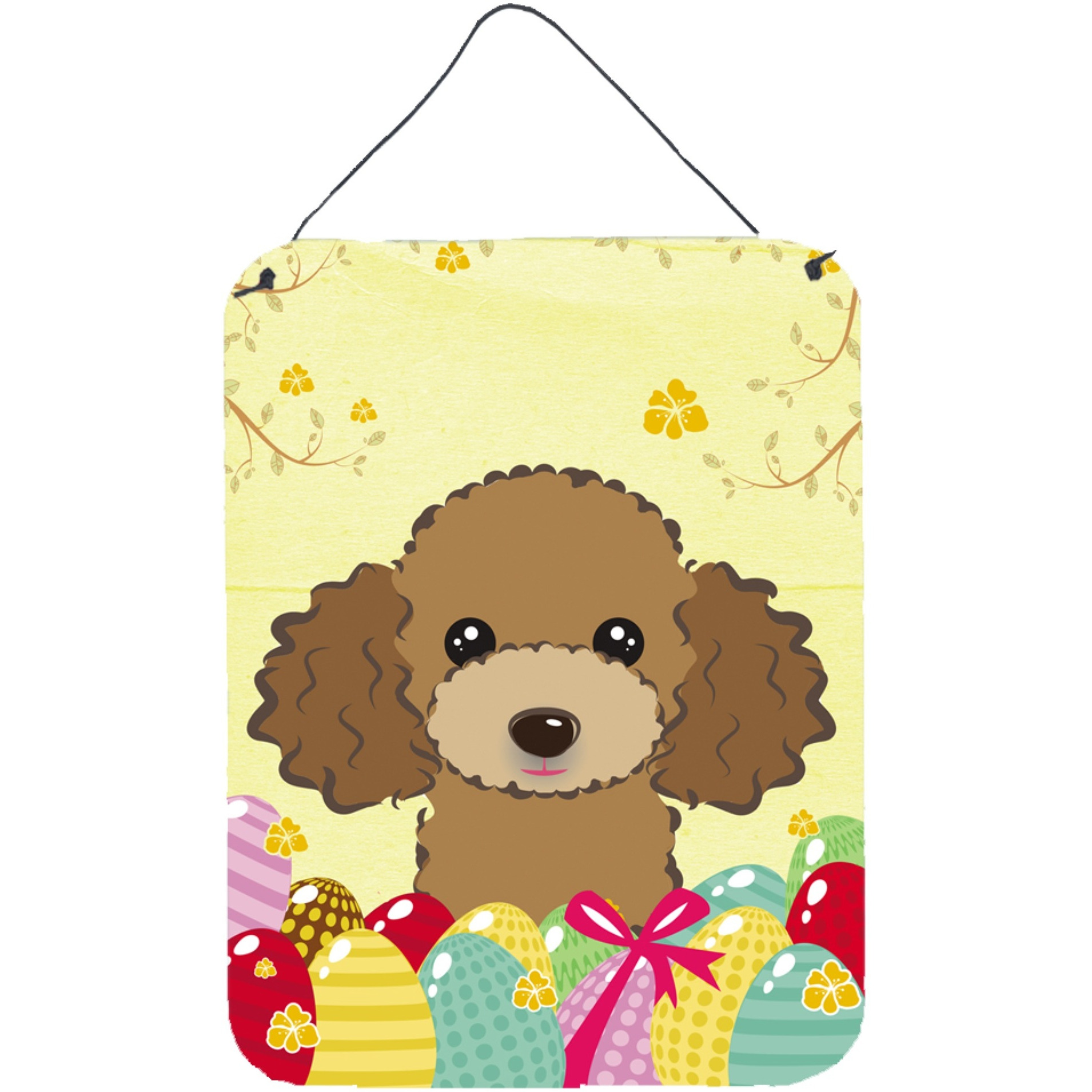 &quotCaroline's Treasures Chocolate Brown Poodle Easter Egg Hunt Wall or Door Hanging Prints BB1938DS1216, 16HX12W, Multicolor"