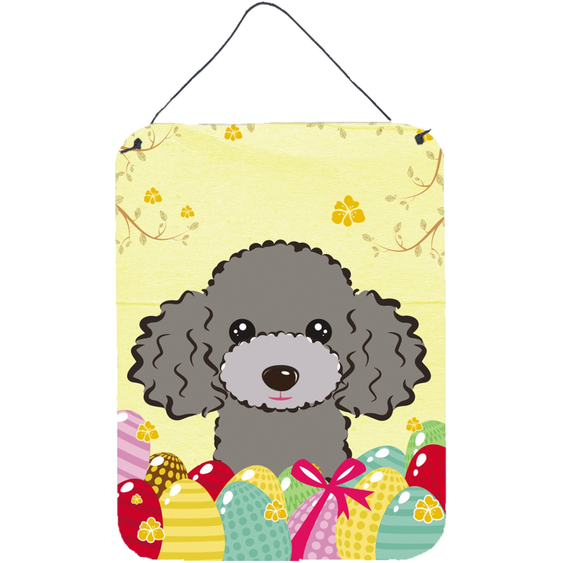 &quotCaroline's Treasures Silver Gray Poodle Easter Egg Hunt Wall or Door Hanging Prints BB1941DS1216, 16HX12W, Multicolor"