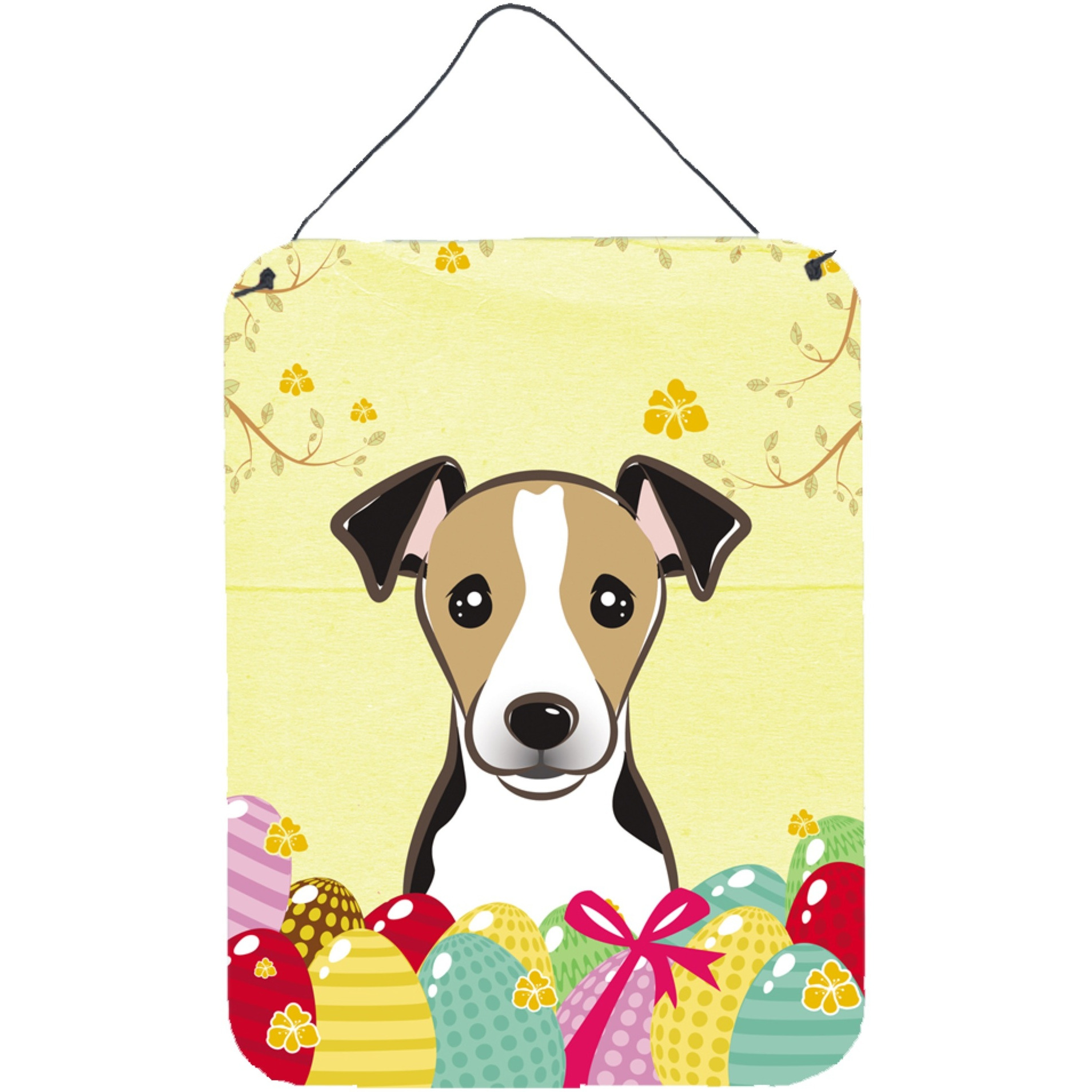&quotCaroline's Treasures Jack Russell Terrier Easter Egg Hunt Wall or Door Hanging Prints BB1943DS1216, 16HX12W, Multicolor"