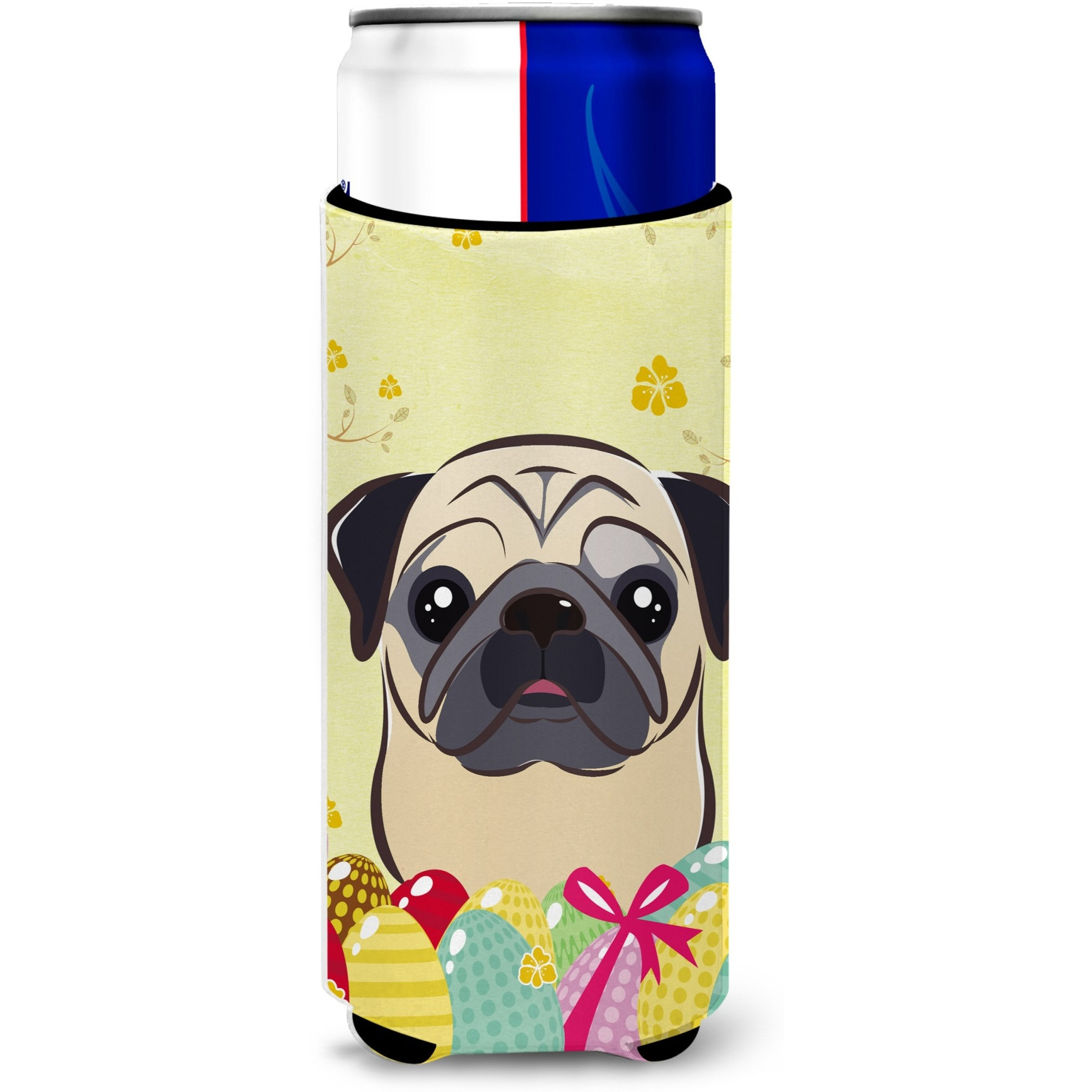 &quotCaroline's Treasures BB1944MUK "&quotFawn Pug Easter Egg Hunt Michelob Ultra Koozies for Slim Cans, Multicolor"