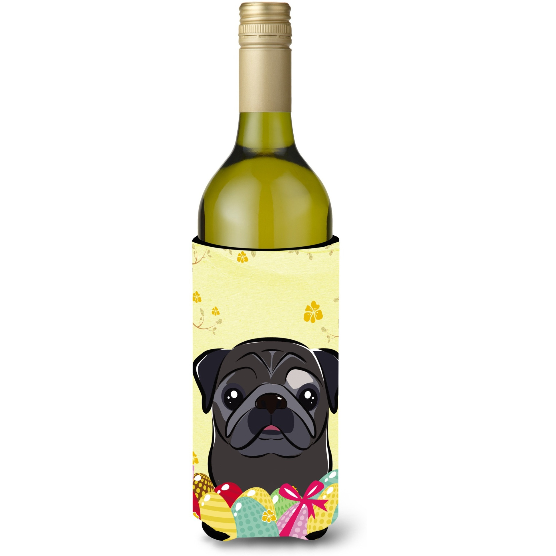 &quotCaroline's Treasures BB1945LITERK "&quotBlack Pug Easter Egg Hunt"" Wine Bottle Hugger Koozie, 750ml, Multicolor"