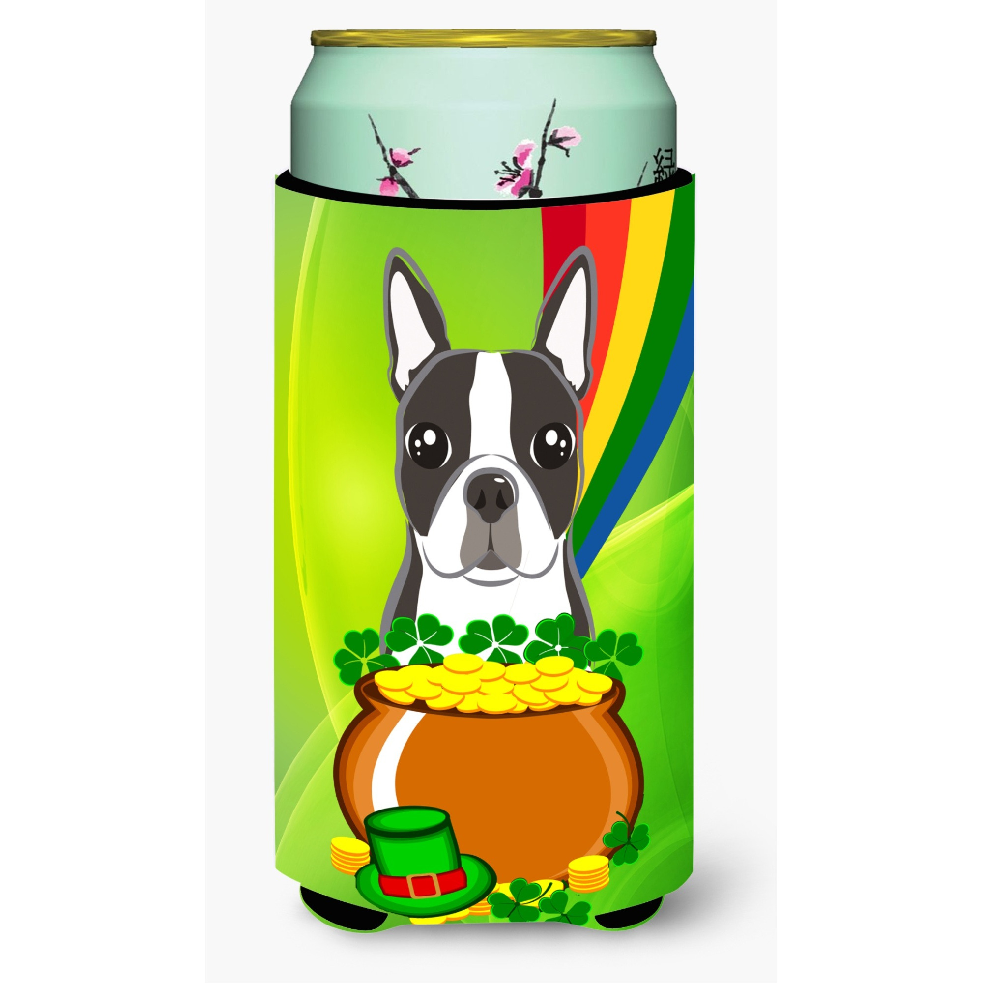 &quotCaroline's Treasures BB1947TBC "&quotBoston Terrier St. Patrick's Day"" Tall Boy Hugger Koozie, Multicolor"