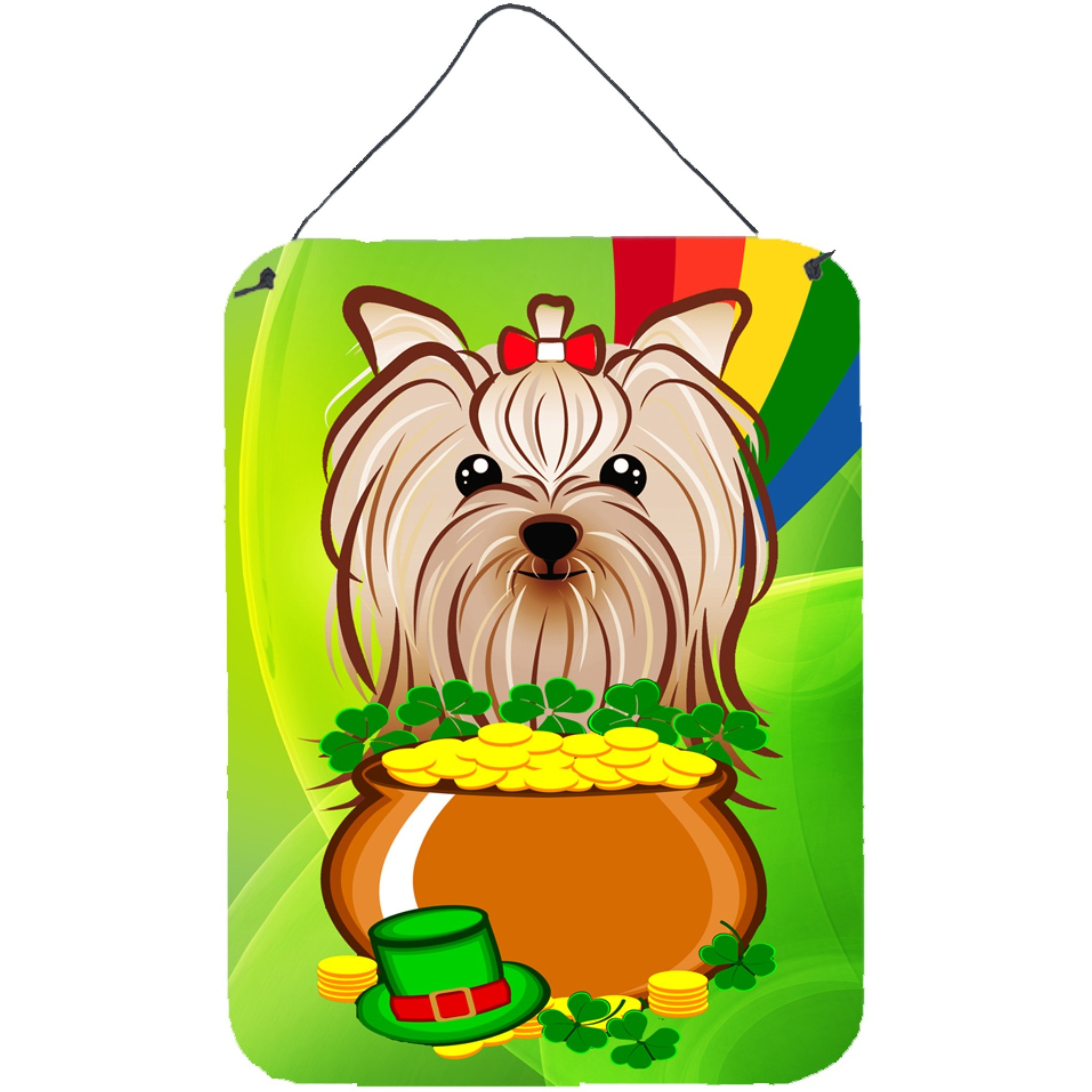 &quotCaroline's Treasures Yorkie Yorkshire Terrier St. Patrick's Day Wall or Door Hanging Prints BB1948DS1216, 16HX12W, Multicolor"