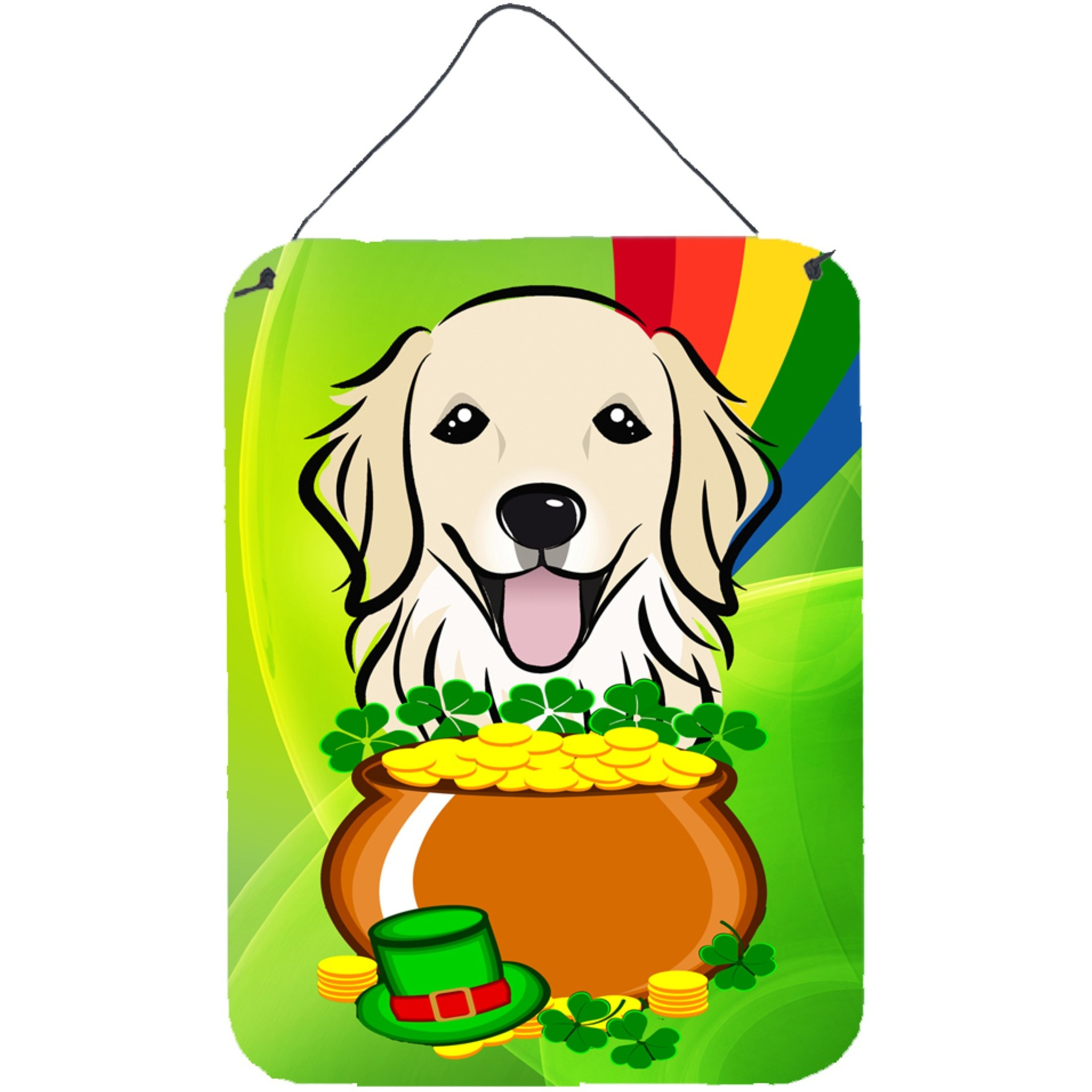 &quotCaroline's Treasures Golden Retriever St. Patrick's Day Wall or Door Hanging Prints BB1949DS1216, 16HX12W, Multicolor"