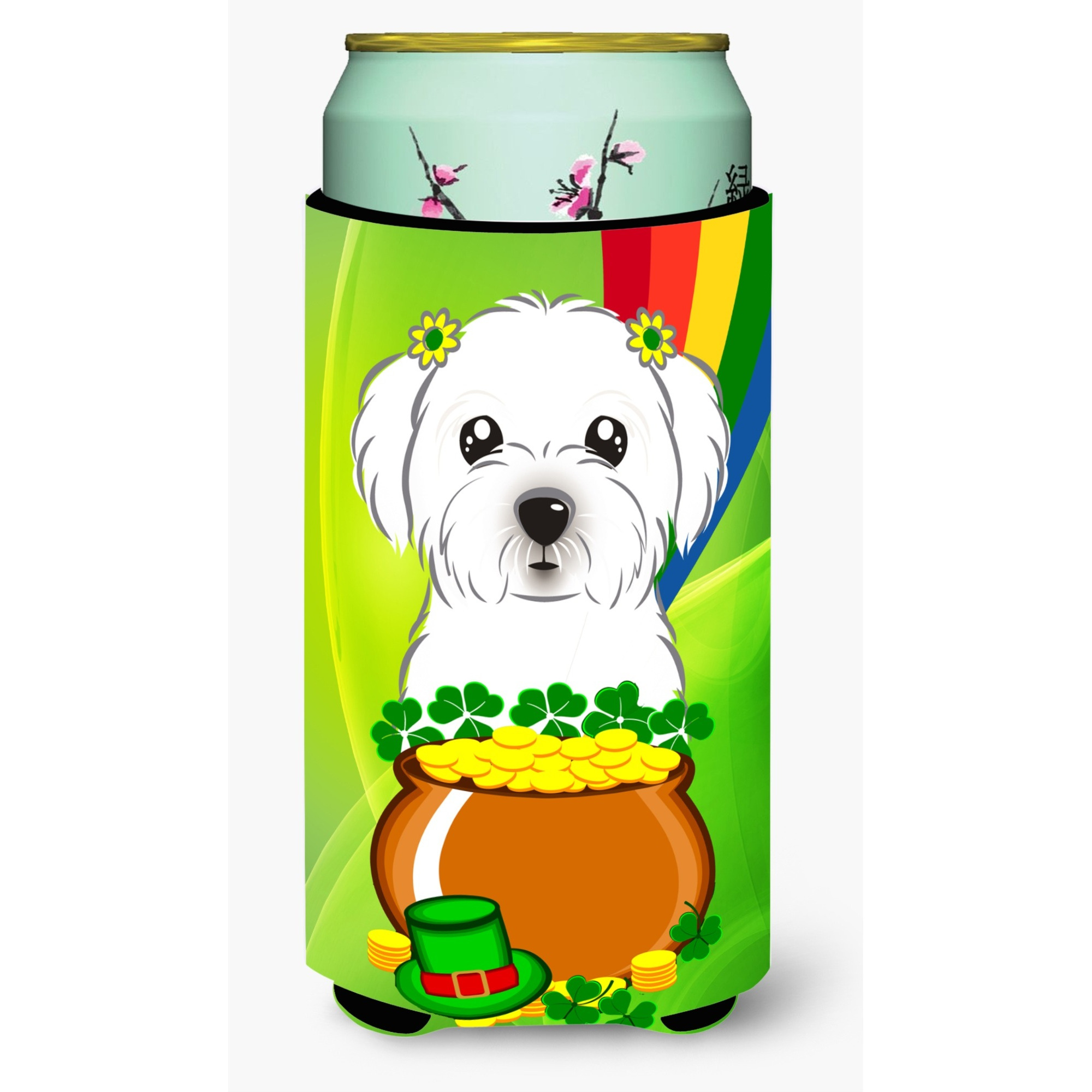 &quotCaroline's Treasures BB1952TBC "&quotMaltese St. Patrick's Day"" Tall Boy Hugger Koozie, Multicolor"